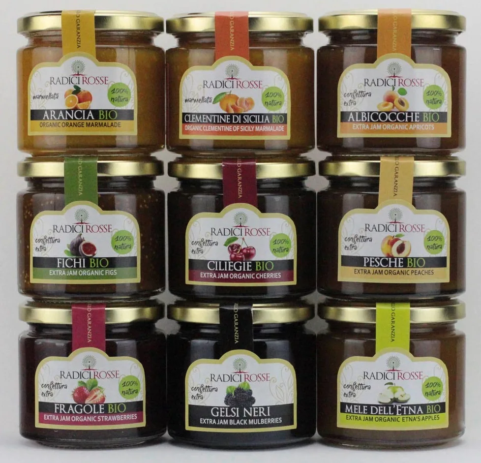 Marmellate Bio, 240gr e crema di pistacchio, 190gr. 18 pezzi misti. Spese di spedizione gratis
