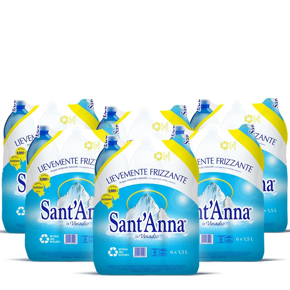 Acqua Sant'Anna Pack 1,5L Lievemente Frizzante | 36 Bottiglie | Acqua Minerale Lievemente Frizzante Oligominerale Minimamente mineralizzata | Plastica 100% Riciclabile
