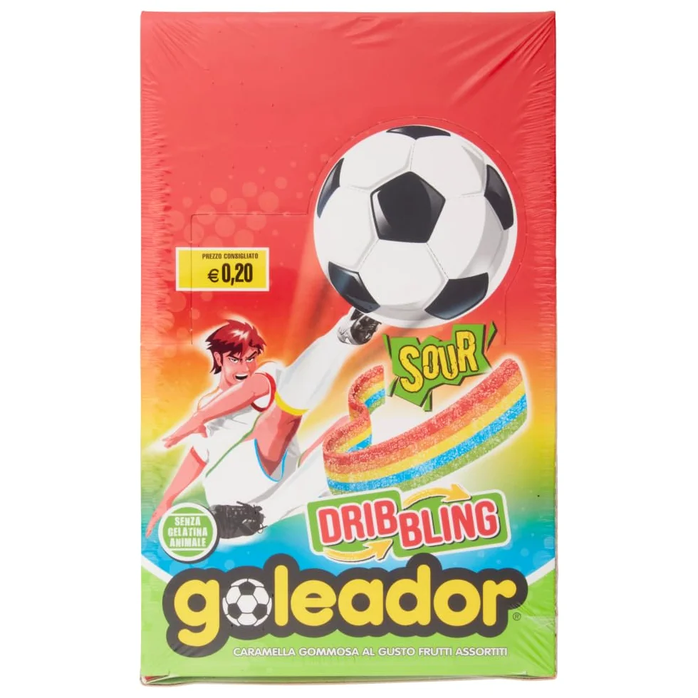 Goleador Dribbling Rainbow, Caramelle Gommose, Gusto Frutti Assortiti Frizzanti, Sour, Confenzione da 144 Pezzi Monoporzione, Incartati Singolarmente, Ottime da Condividere