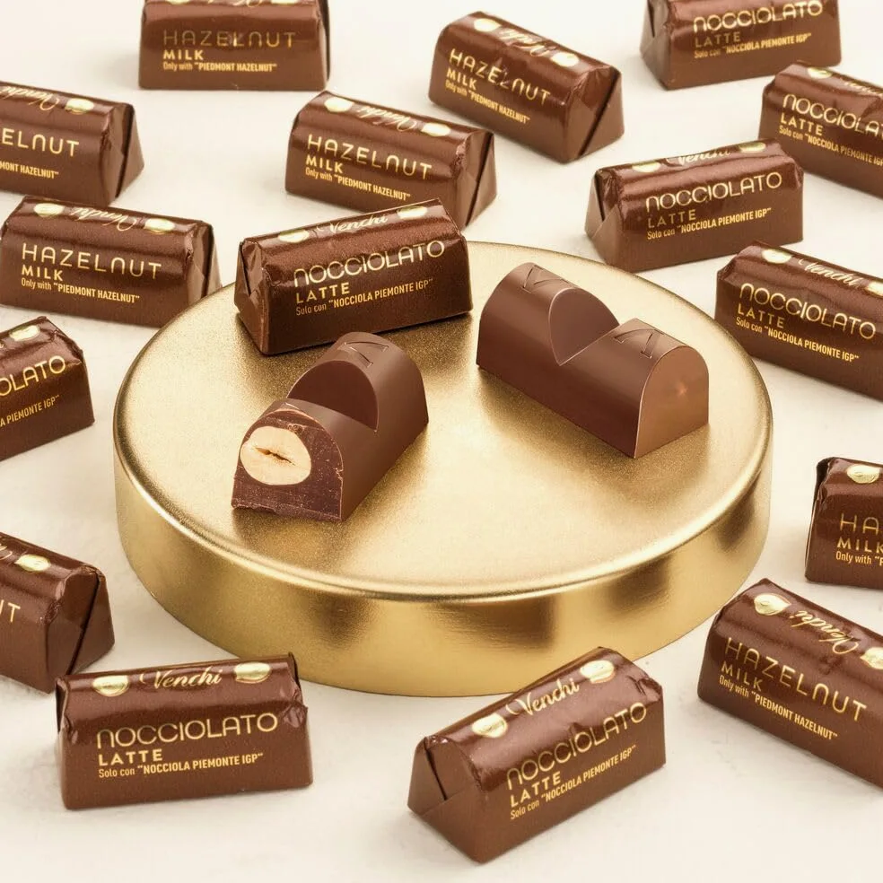 Venchi - Lingottino Nocciolato Latte - Cioccolatino con Nocciole Piemonte IGP intere, 1 kg - Senza Glutine