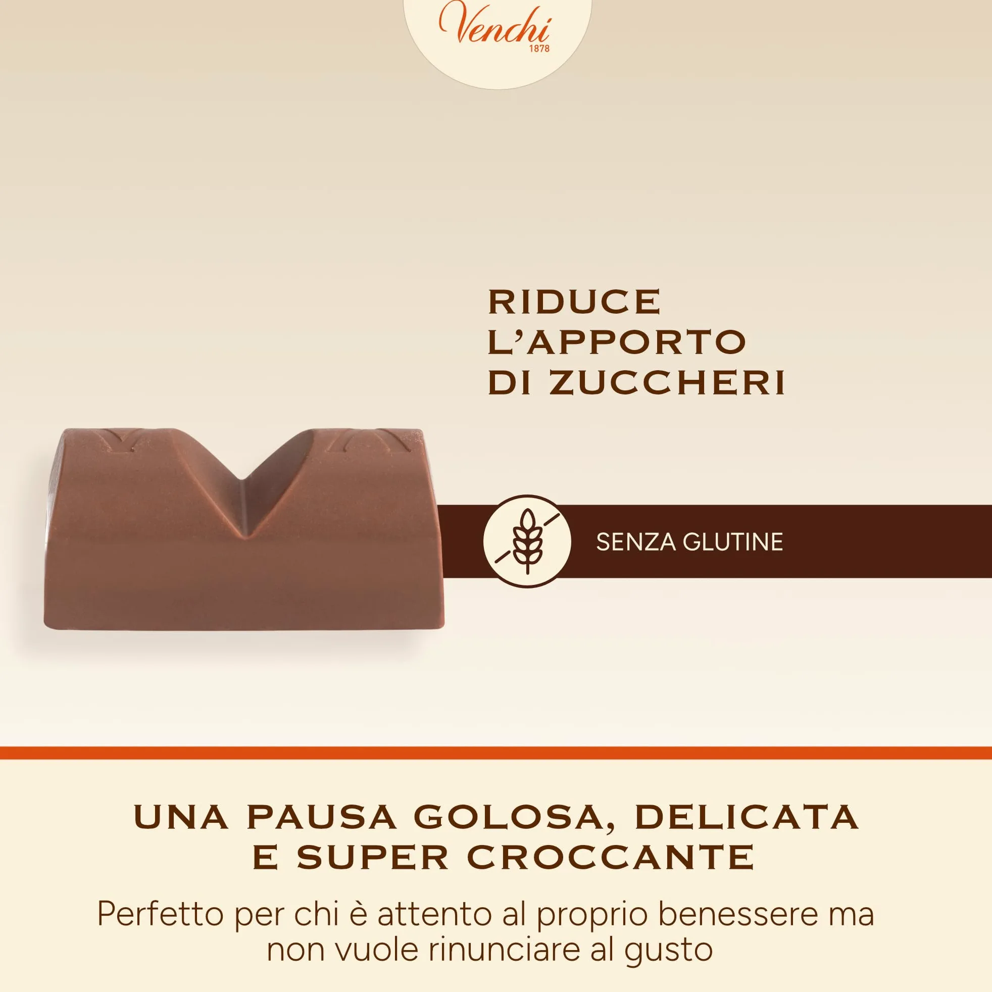 Venchi - Lingottino Nocciolato Latte -70% di Zuccheri - Cioccolatino con Nocciole Piemonte IGP intere, 1 kg - Senza Glutine