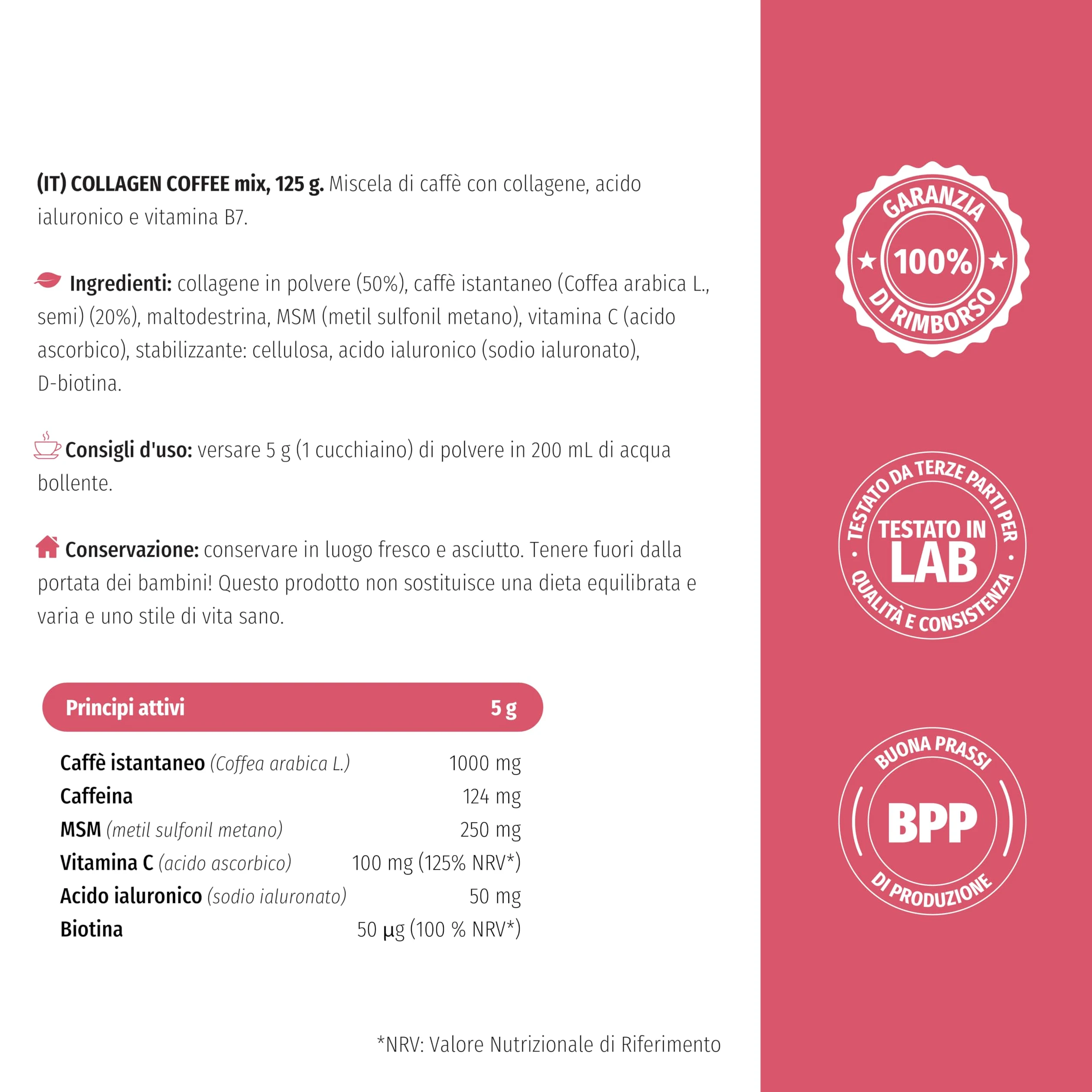 Nature's Finest Collagen Coffee 375 g (Confezione da 3) | Caffe Istantaneo in Polvere - Pronto in un Minuto - Pratica Lattina