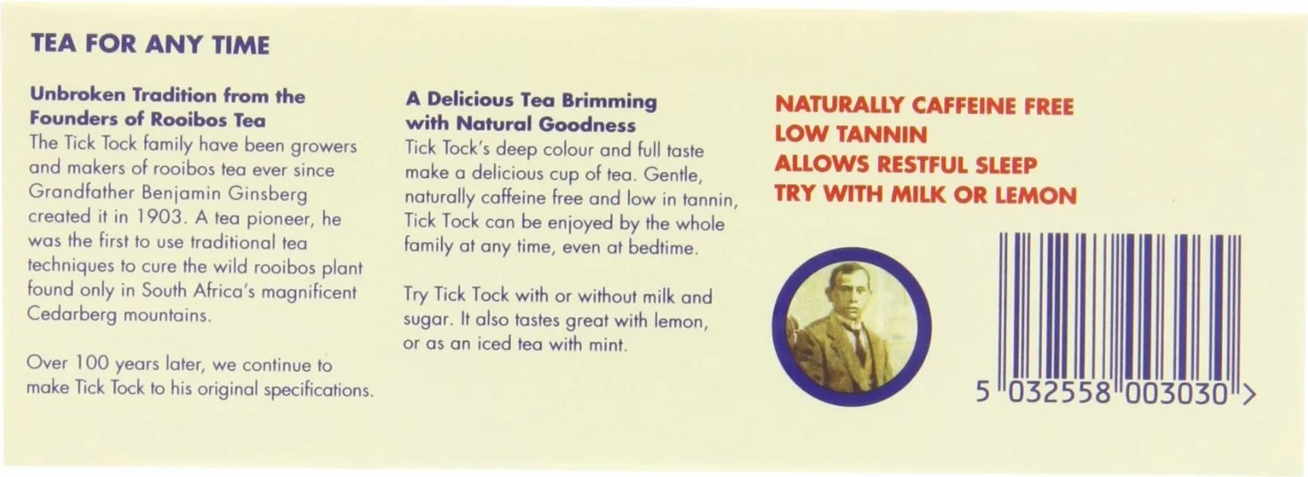 Tick Tock Rooibos Originali Bustine Di Tè (80) (Confezione da 2)