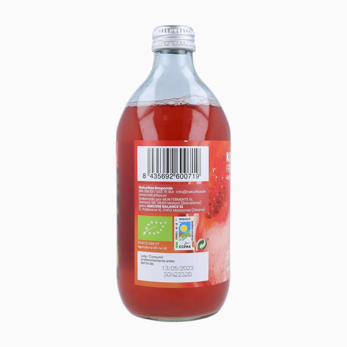 Kombucha ai Frutti Rossi Bio 500ml Naturitas Essentials | Bevanda frizzante rinfrescante | Aiuta la digestione e il sistema immunitario | Senza glutine