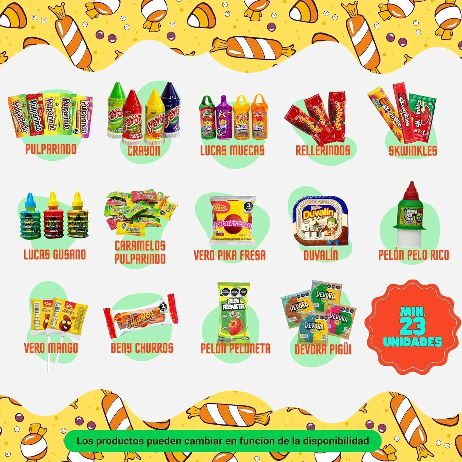 TLT FOODS Lotto Dolci Messicani – Confezione Varietà di Dolci Messicani Piccanti da Regalare, Mix Assortito di Caramelle, Candy Box Snack Messico, Chamoy, Pelon Pelo Rico, Pulparindo