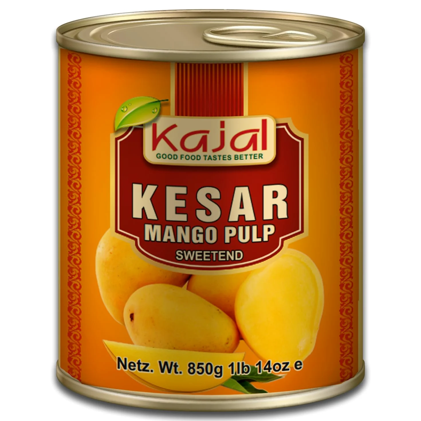 Kajal Purea di mango, Kesar, 6 x 850 g, ideale per frullati di mango, Lassi, dessert e curry, naturale, dolce, dall'India, polpa di mango, kesar senza additivi