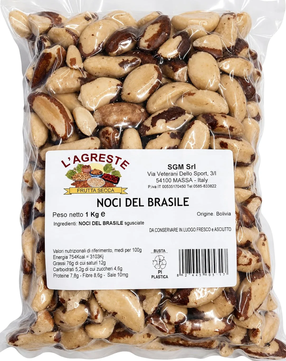 L'AGRESTE - 1 KG NOCI DEL BRASILE SGUSCIATE PREMIUM | FRUTTA SECCA NATURALE RICCA DI SELENIO | SNACK ENERGETICO CROCCANTE | IDEALI PER COLAZIONE, YOGURT, DOLCI E RICETTE | CONFEZIONE SALVAFRESCHEZZA