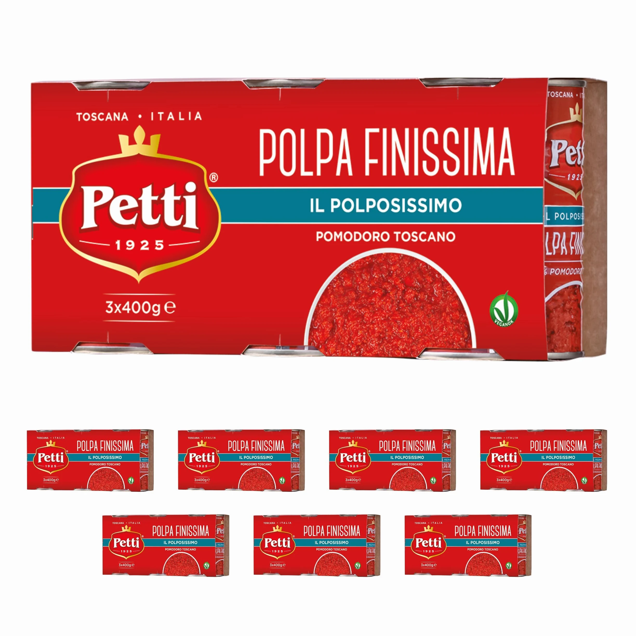 Petti il Pomodoro al Centro Polpa Finissima il Polposissimo – 8 Confezioni da 3 X 400 Gr