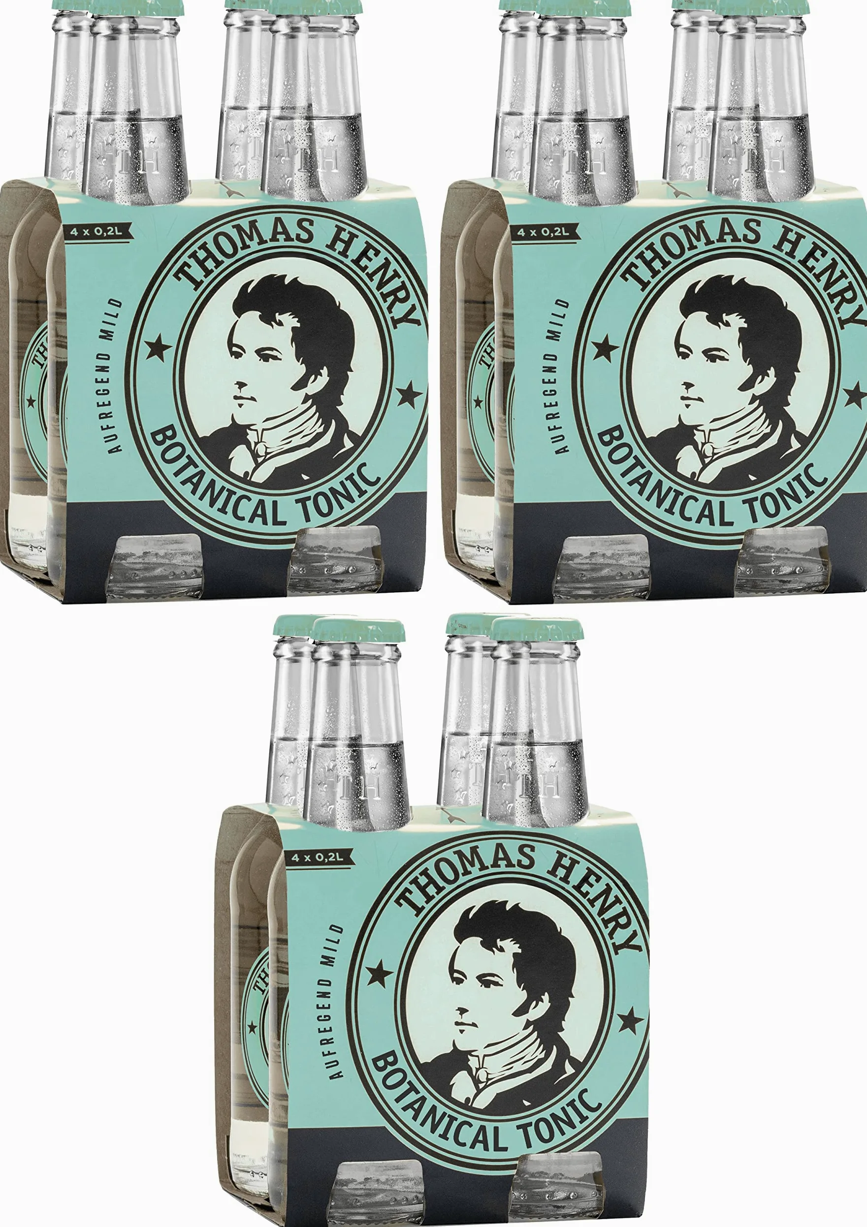 Thomas Henry Botanical Tonic Water – emozionante mild – (3 x 4 x 0,2 l in vetro MW) – Set di 3 limonade amare per mescolare i tuoi longdrink e cocktail con gin & Co.