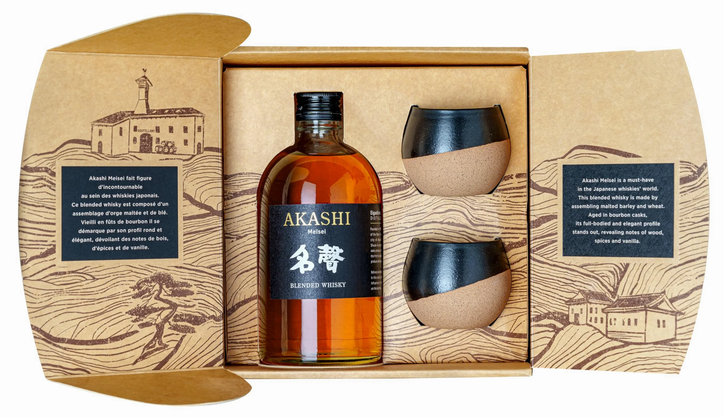 Akashi Whisky Meisei Special Pack con 2 Bicchieri"Japanese Style" - 500 ml
