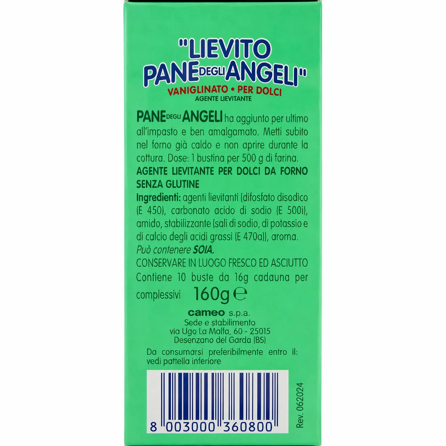 Lievito per Dolci Vanigliato Istantaneo – Agente Lievitante per Torte, Biscotti e Pan di Spagna – 160 g (10 Buste da 16 g) – Variazioni 4/8/12 Pezzi (12 pezzi)