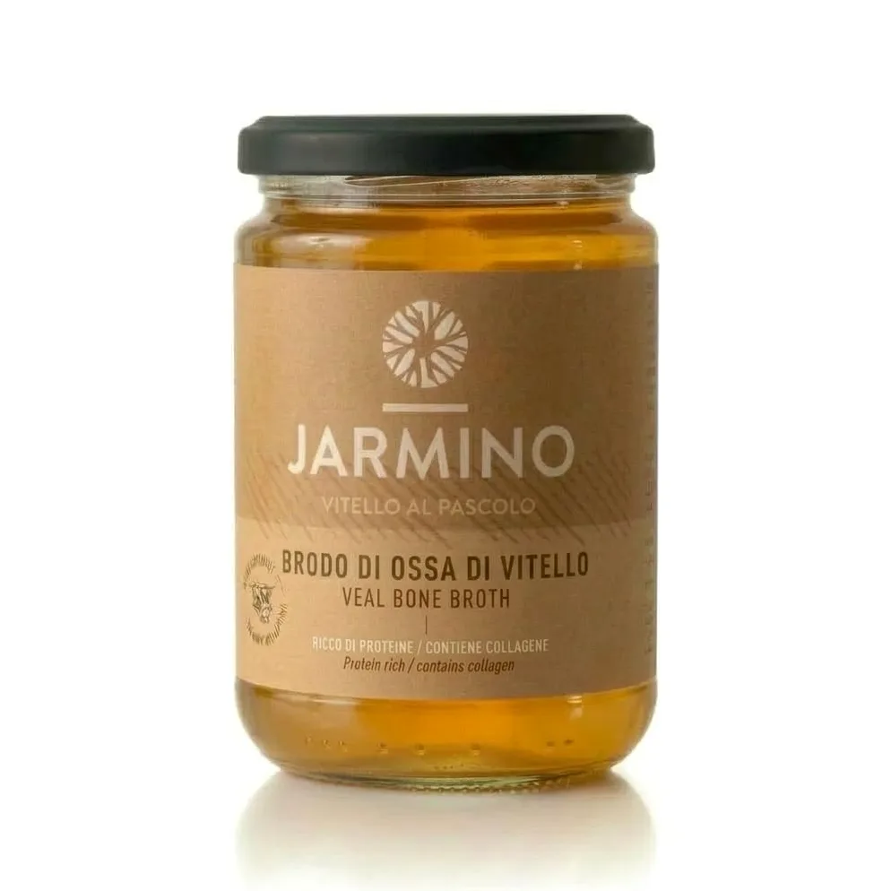JARMINO brodo biologico di ossa di vitello (6x 350ml) | collagene naturale e acido ialuronico | organico e puro | Bevanda salutare o come base per zuppe e salse
