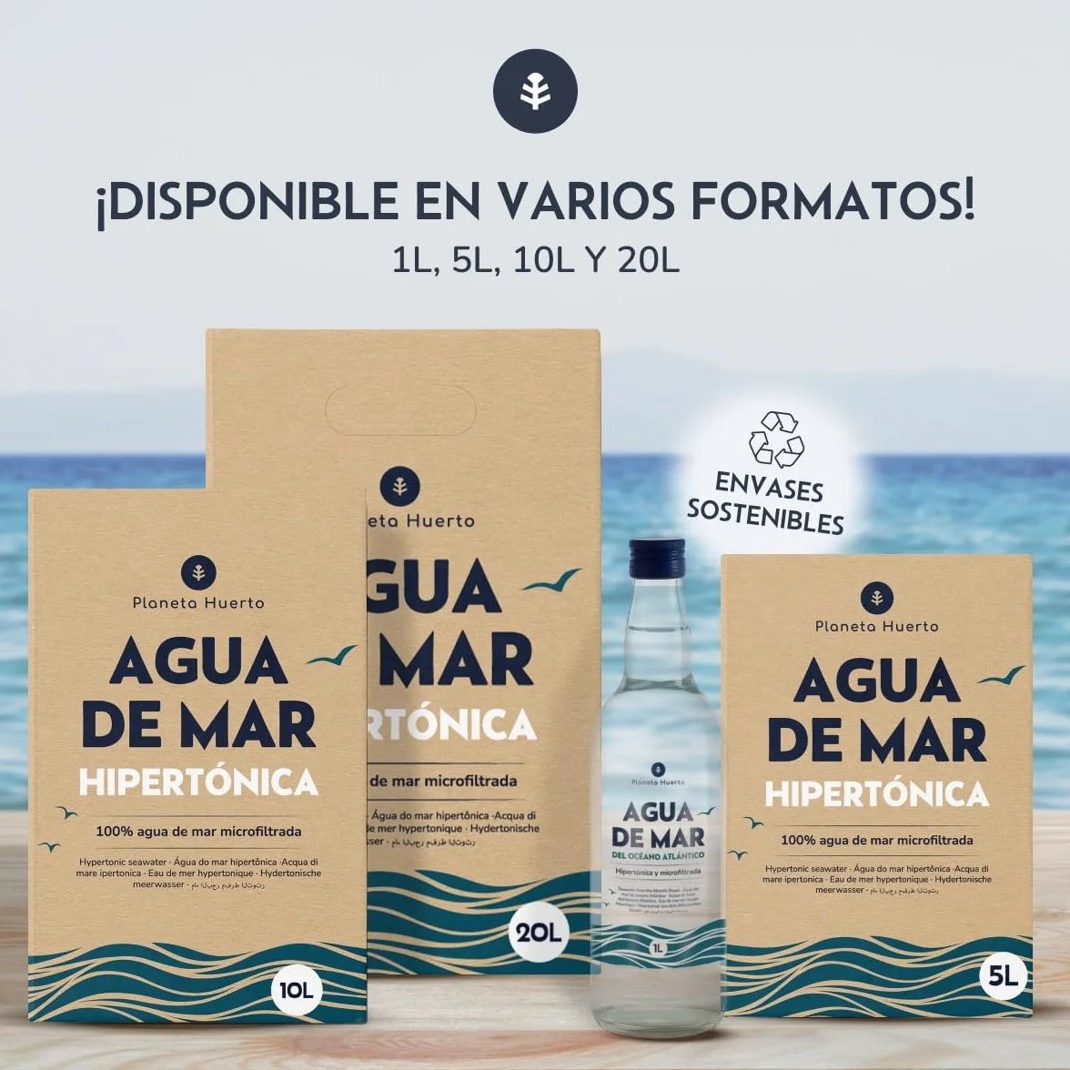 PIANETA ORTO | Acqua di Mare 20L Microfiltrata 100% pura proveniente dal Mar Mediterraneo - Acqua di mare per bere ipertonica Nutrienti essenziali intatti