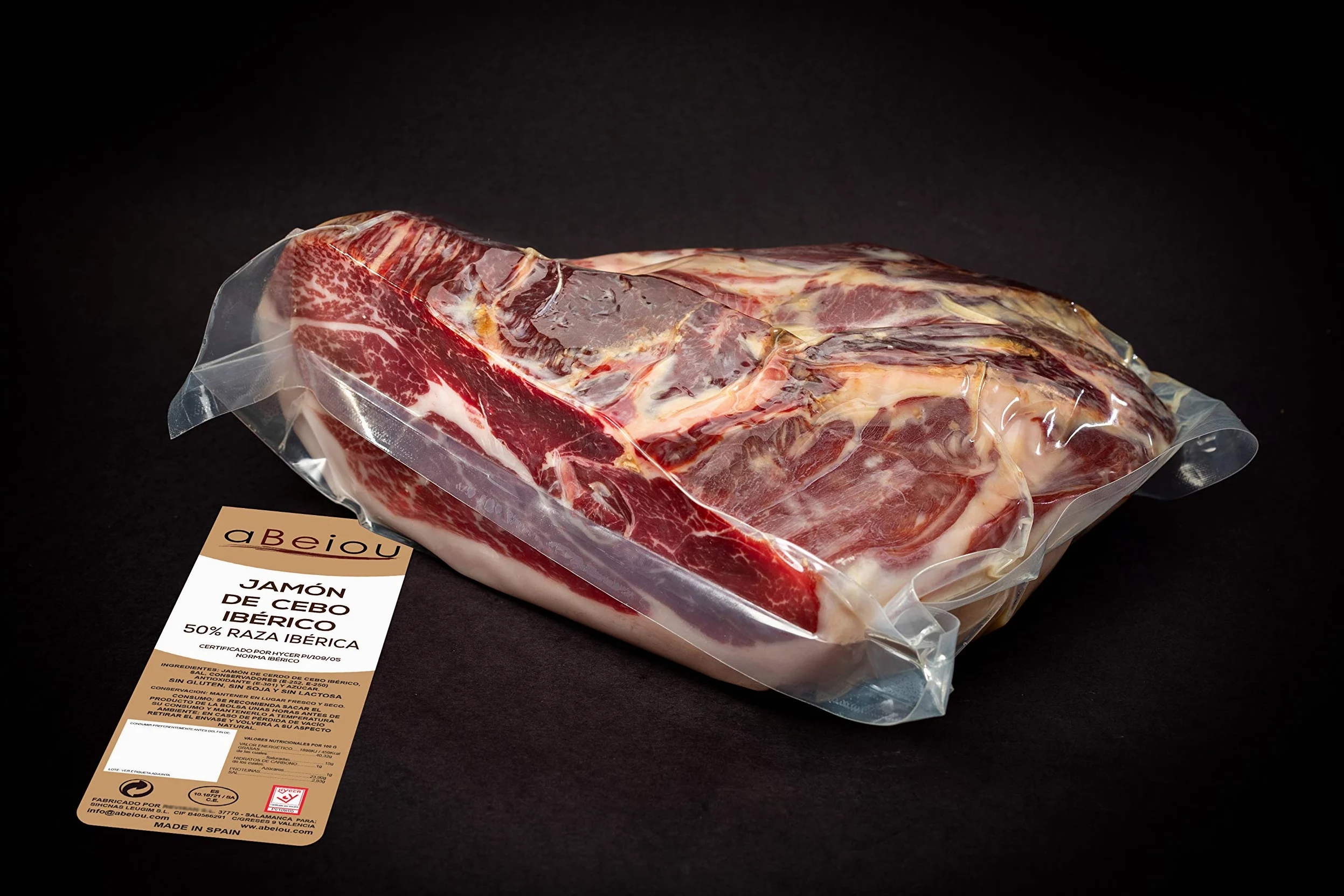 Prosciutto Iberico Crudo Disossato 2,4 kg — Stagionatura +30 Mesi — Cert. Hycer — Guijuelo Spagnolo — Jamón Ibérico — aBeiou
