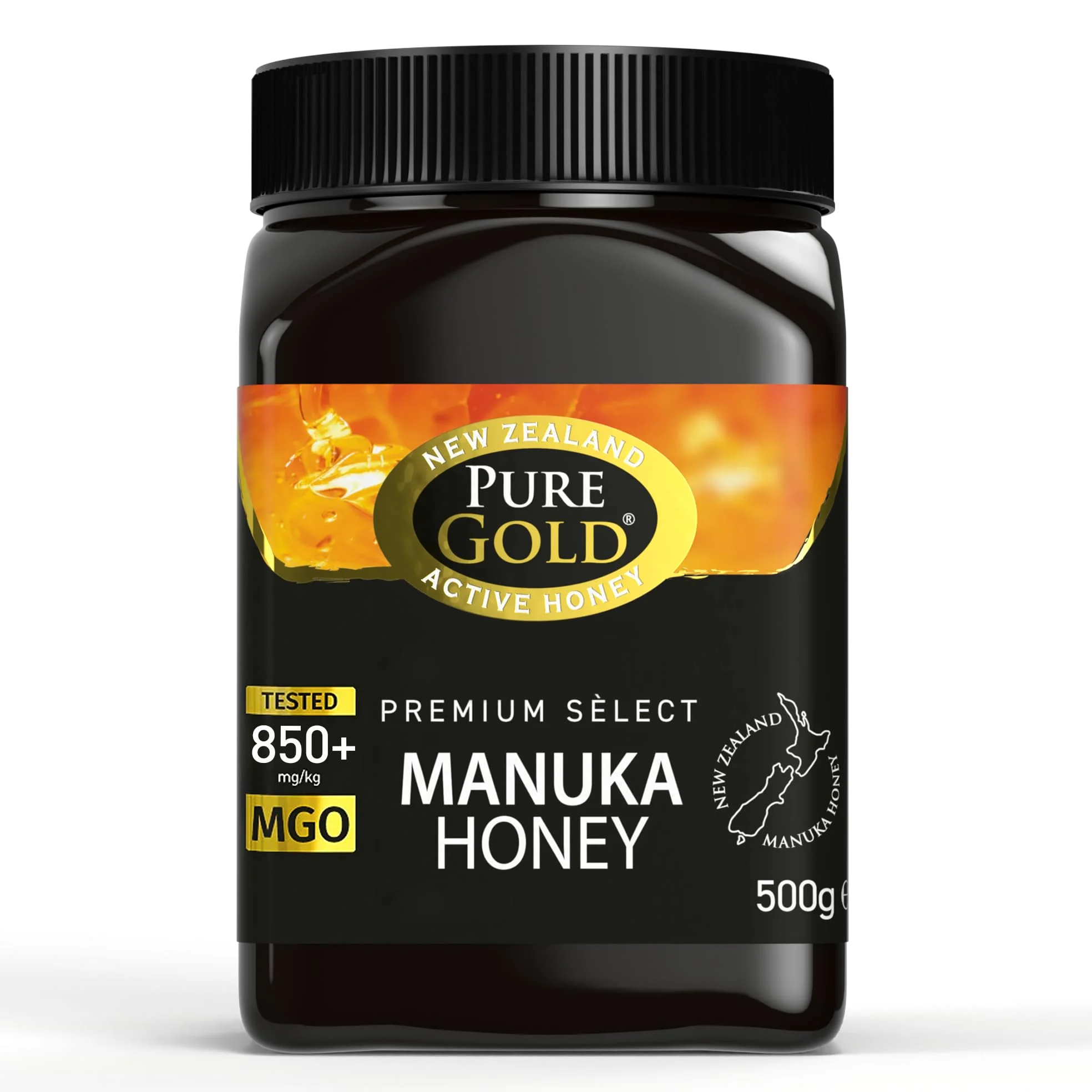 Pure Gold Miele di Manuka Selezionato Premium 850+ MGO 500G, miele dalla Nuova Zelanda, certificato MBO e secondo gli standard MPI