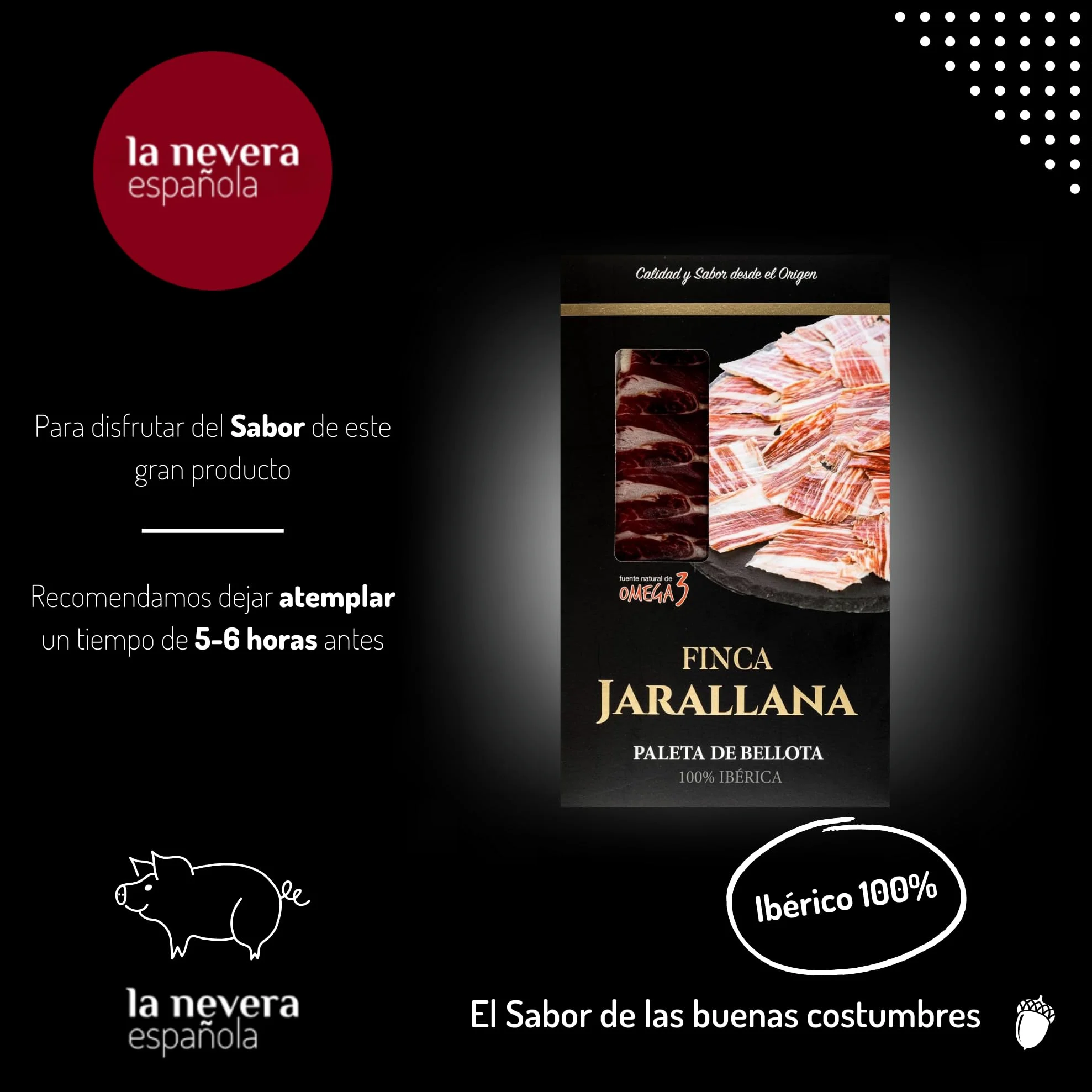 Jamón Ibérico Affettato La Nevera Española - Buste sottovuoto. (Spalla di Bellota Ibérica 100%)