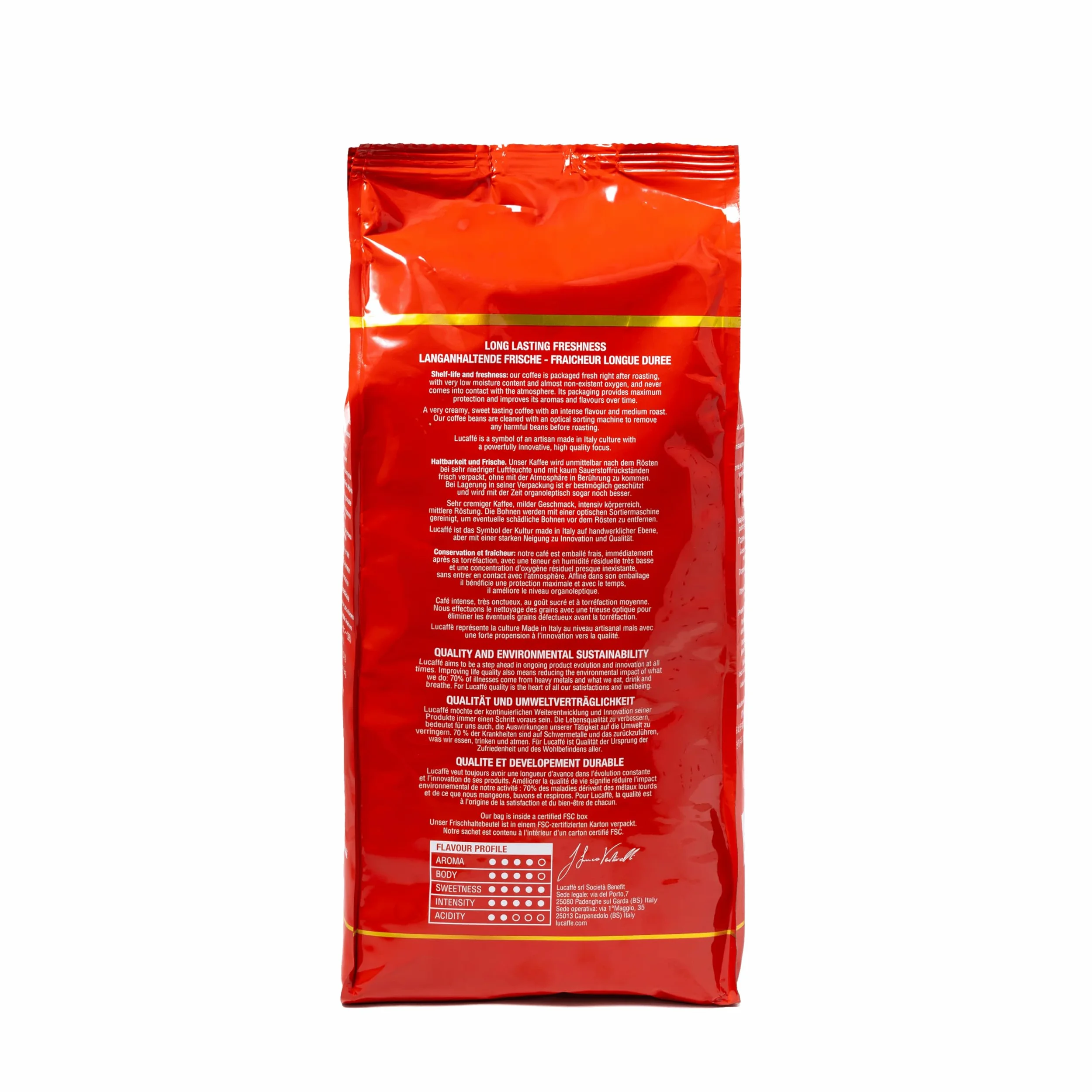 Lucaffè - Caffè in Grani Exquisit 1 Kg | Caffè in Chicchi Interi da macinare per Espresso | Tostatura Media | Gusto Squisito e Aromatico | Aroma Avvolgente