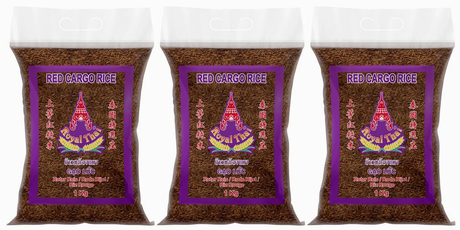 ROYAL THAI RICE - Riso rosso a grana lunga (3 x 1 kg)