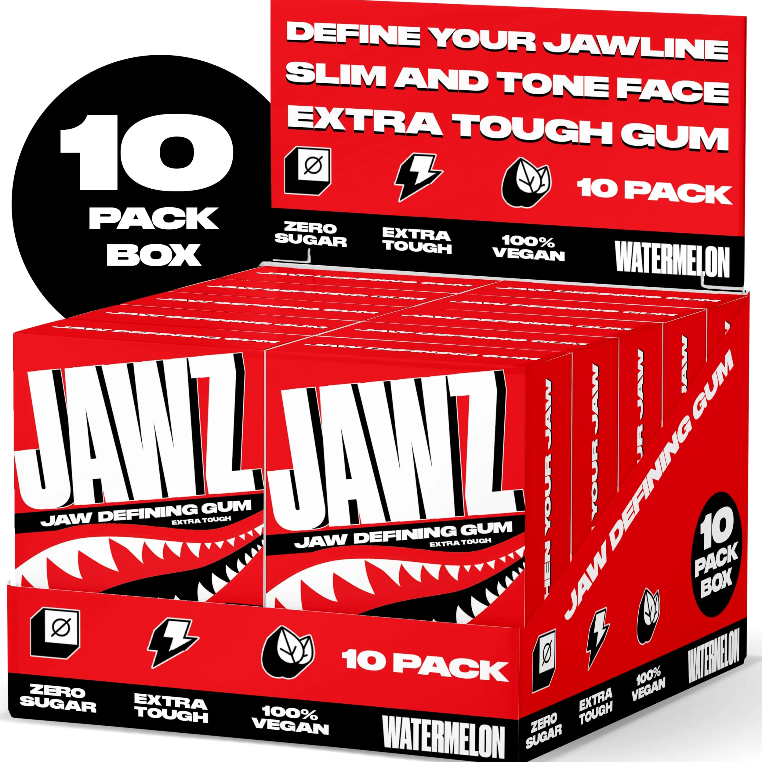 Jawline Chewing Gum (fornitura per 4 mesi) Anguria - Definisci la tua linea della mascella, snellisci e tonifica il tuo viso - Esercitatore facciale per uomini e donne - Gomma dura senza zucchero (10