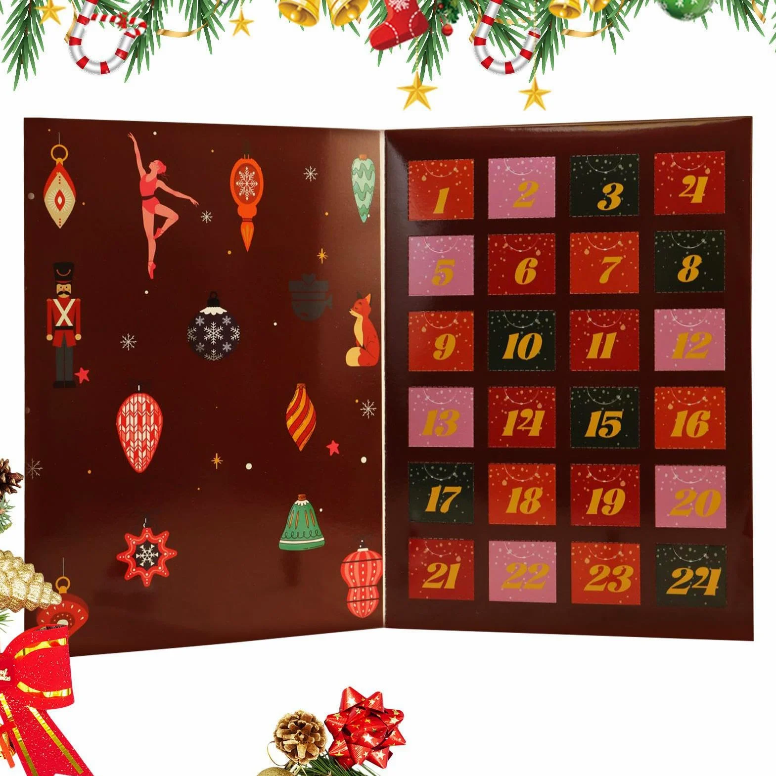 Calendario 'Avvento - 24 giorni vuoto riutilizzabile favori di festa | Conto alla rovescia Decorazione | Per soggiorno, camera da , festa scolastica attività familiare