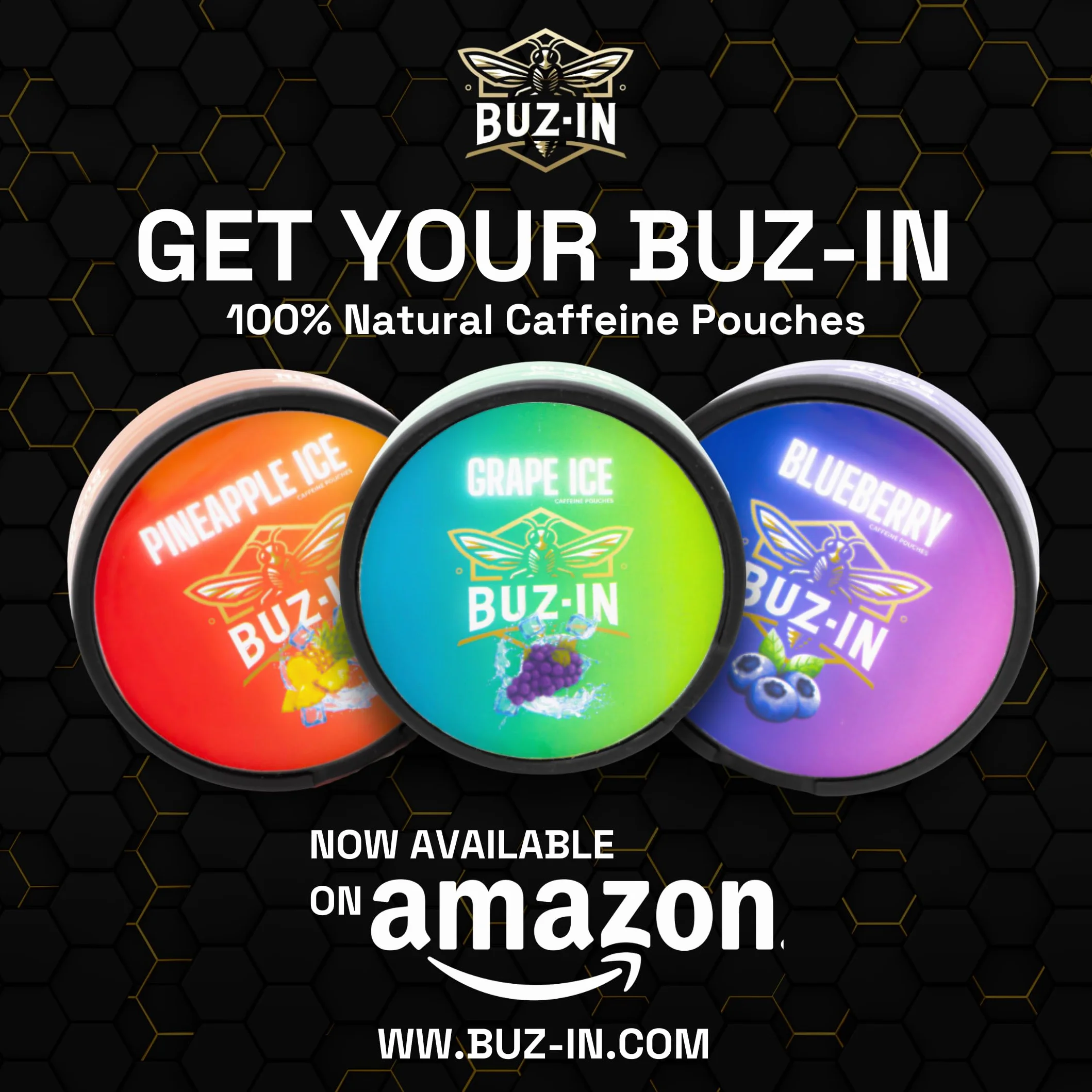 BUZ-IN | 60MG Caffeine Energy | 20 buste | 100% energia naturale l Ideale per atleti, appassionati di fitness, giocatori, amanti dei festival, viaggiatori - Il sostituto perfetto del caffè (mirtillo)