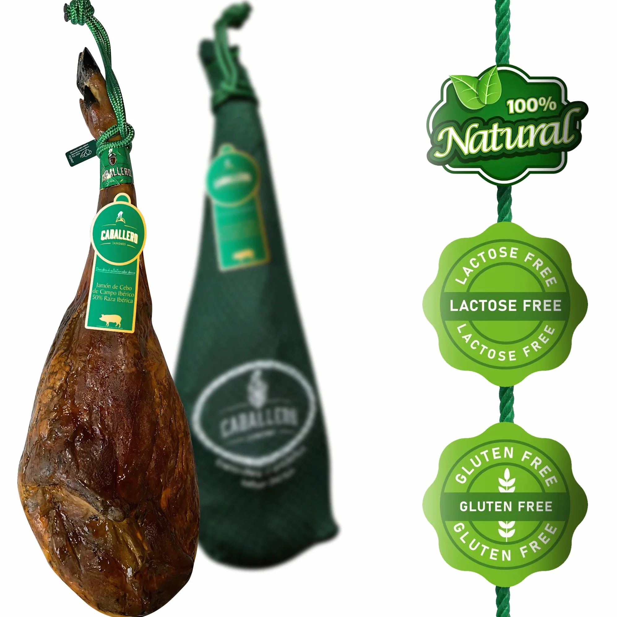 Prosciutto Iberico Cebo de Campo Intero Spagnolo (Jamon Iberico Cebo de Campo) 8–9 kg | Stagionato 36+ mesi | Senza additivi | Certificato CERTICALIDAD | Prodotto in Spagna da The Black Hoof
