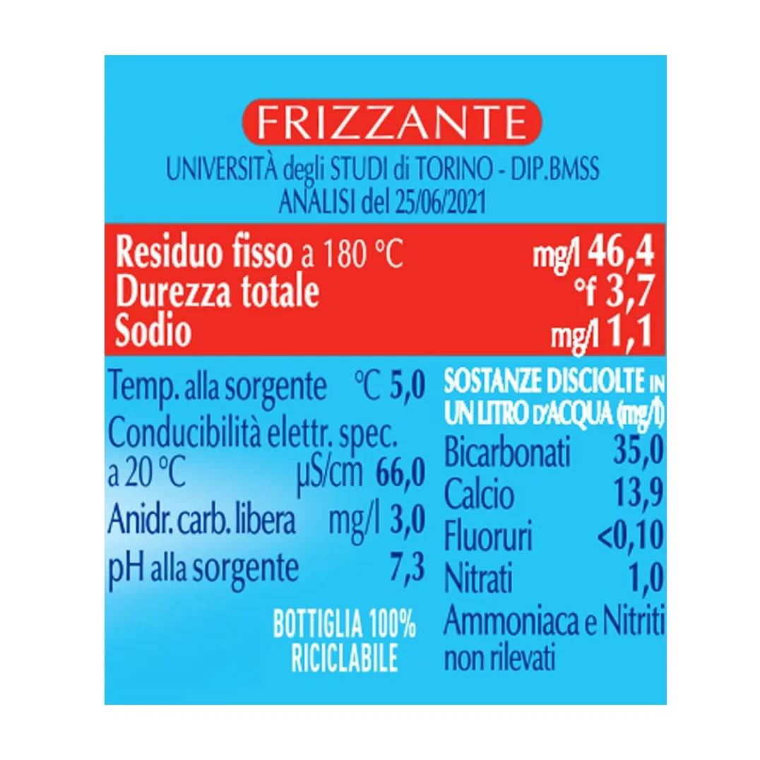 Acqua Sant'Anna Frizzante 0,5L | Pack 96 Bottiglie | Acqua Minerale Oligominerale Frizzante, Minimamente Mineralizzata | Freschezza dalla Sorgente Alpina