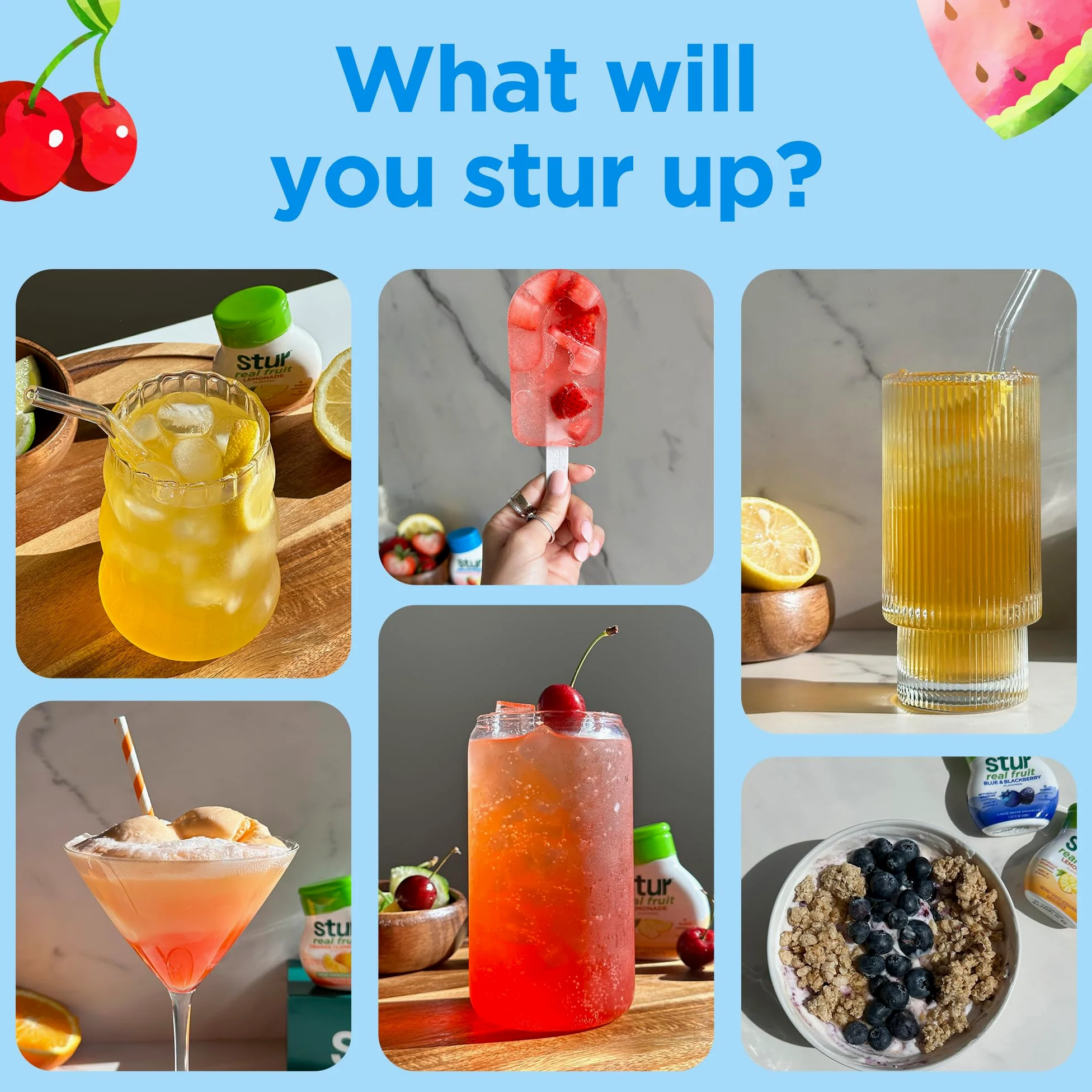 Stur Elettrolita Water Enhancer | Dolcificato con Stevia | Alto contenuto di vitamina C e antiossidanti | Senza zucchero | Zero calorie | Keto | Vegano | 5 bottiglie, per 90 bevande (limonata alla