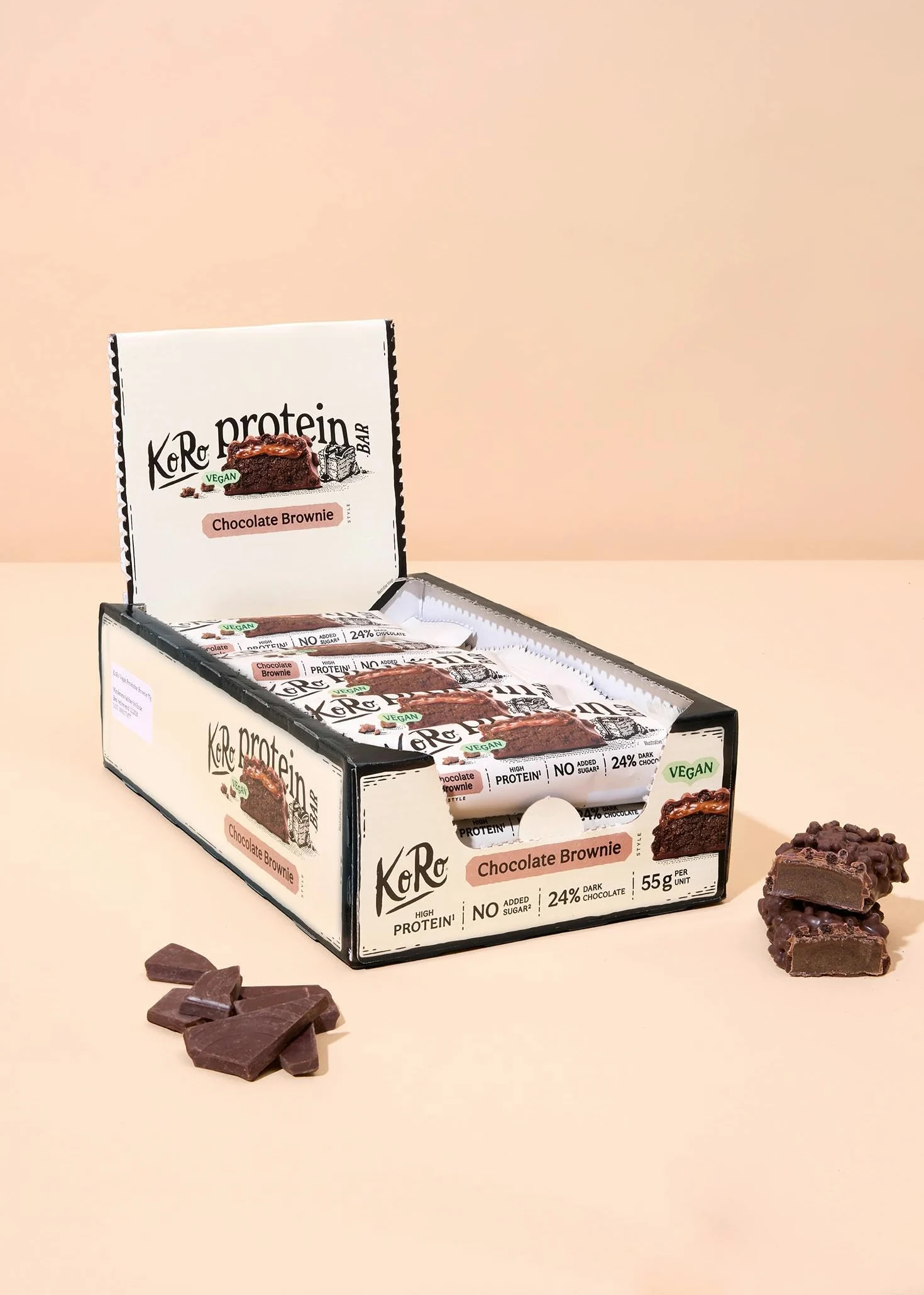 KoRo - Barretta proteica vegan chocolate brownie | 15 x 55 g