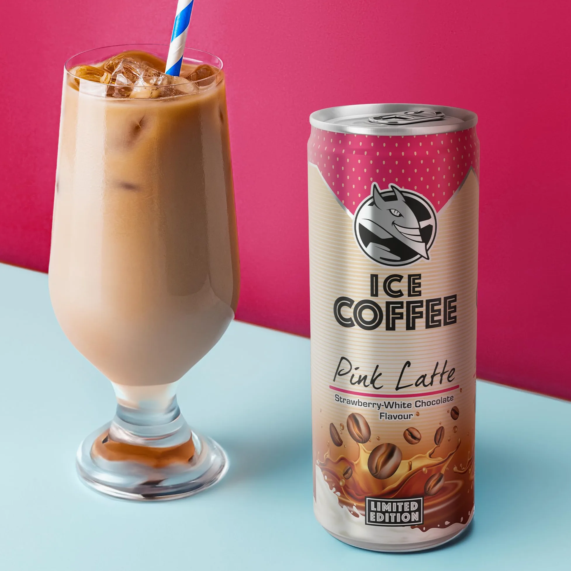 HELL Ice Coffee Pink Latte | Edizione Limitata | Gusto Fragola e Cioccolato Bianco | 24 x 250ml Lattine Multipack | Caffeina 40mg/100ml | Contiene estratti di caffè Arabica | Pronto da bere