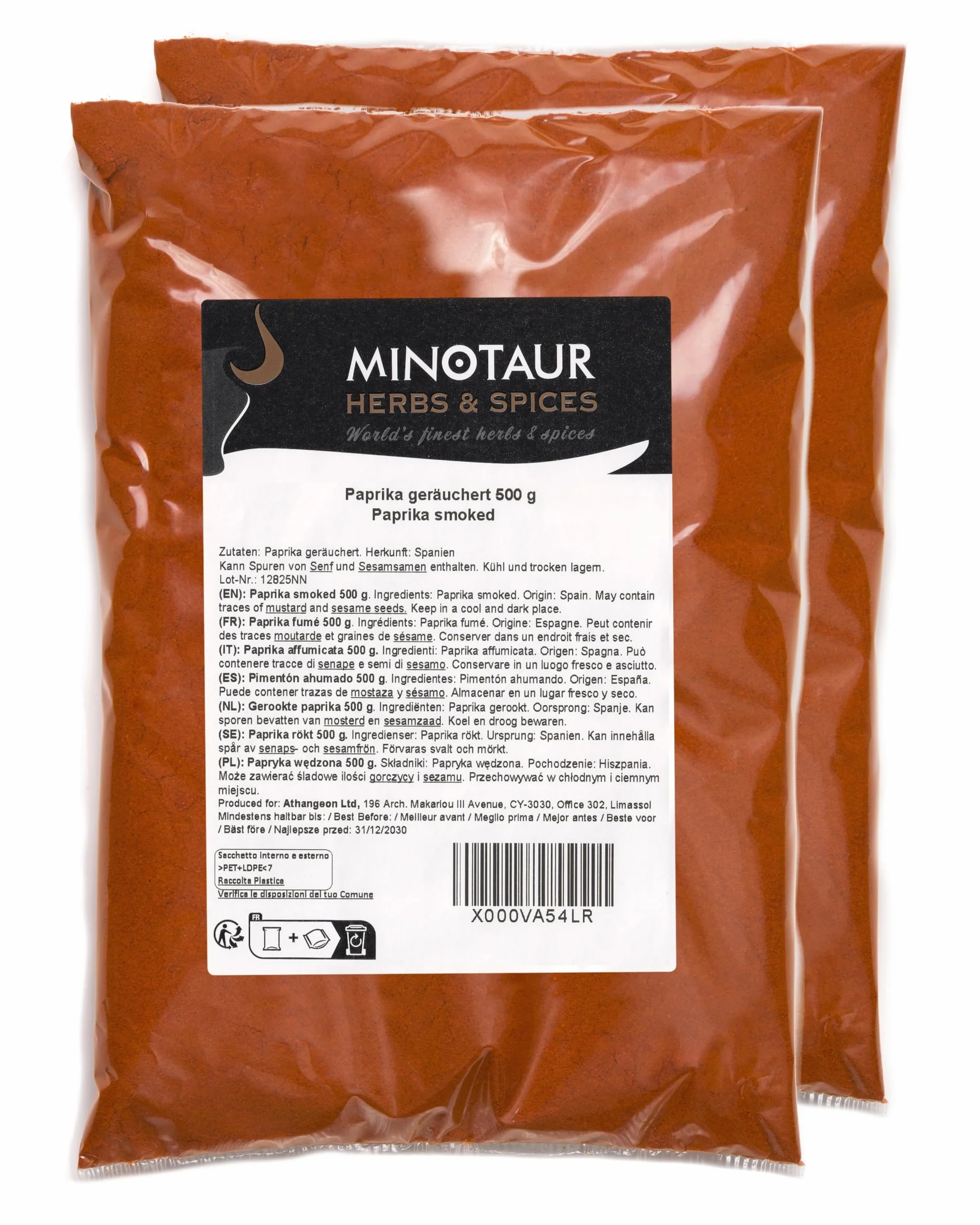 Minotaur Spices | Paprica affumicata | 2 x 500g (1 kg) | Paprica in polvere affumicata