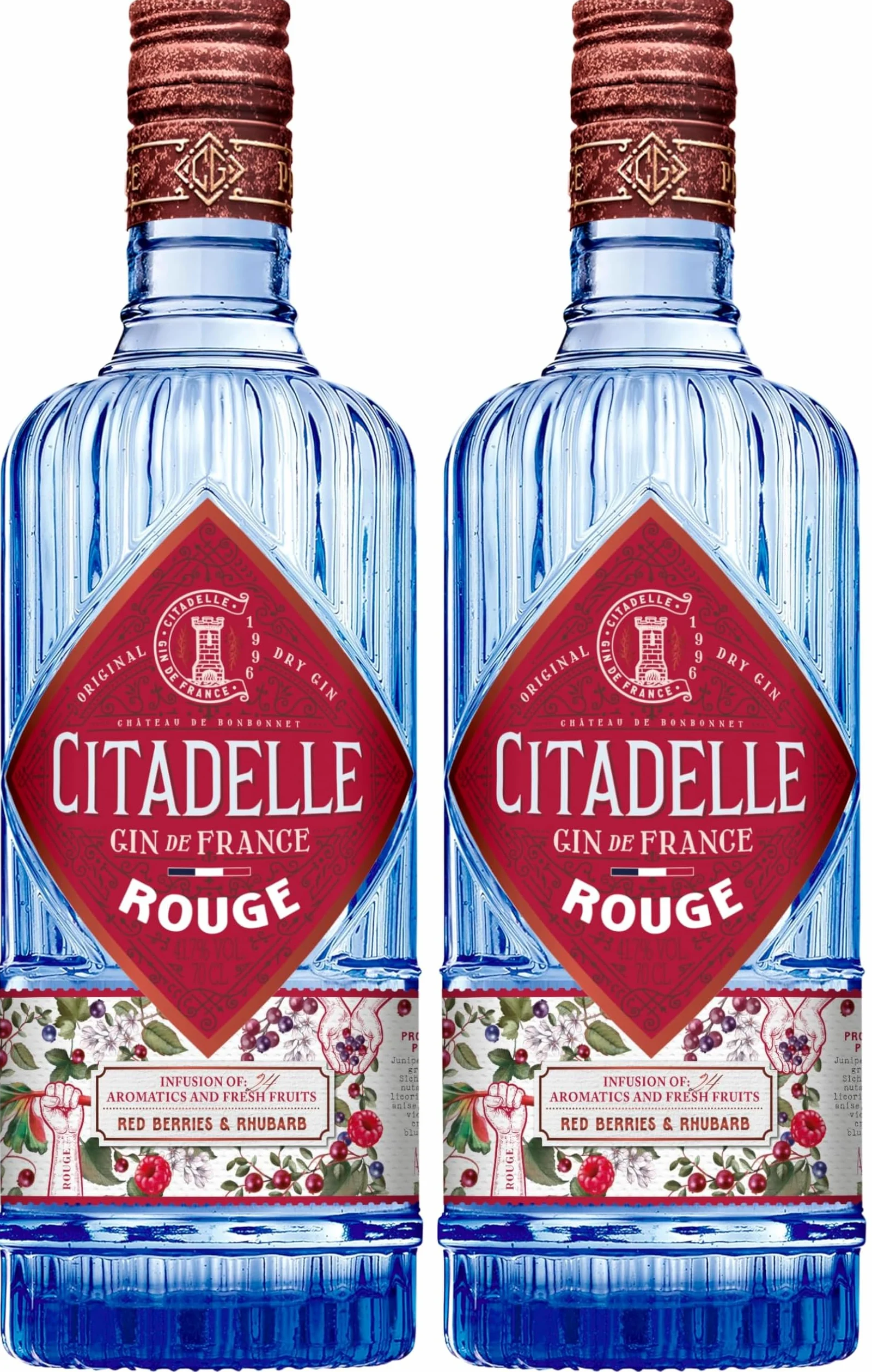 Citadelle, Gin Rouge, 700ml, Ideale per Gin Tonic Fruttato, Note di Frutti Rossi, Dolci e Piccanti, 24 Botaniche, Gin Artigianale Francese Distillato in Alambicco Tradizionale, Idea Regalo, 41,7% Vol.