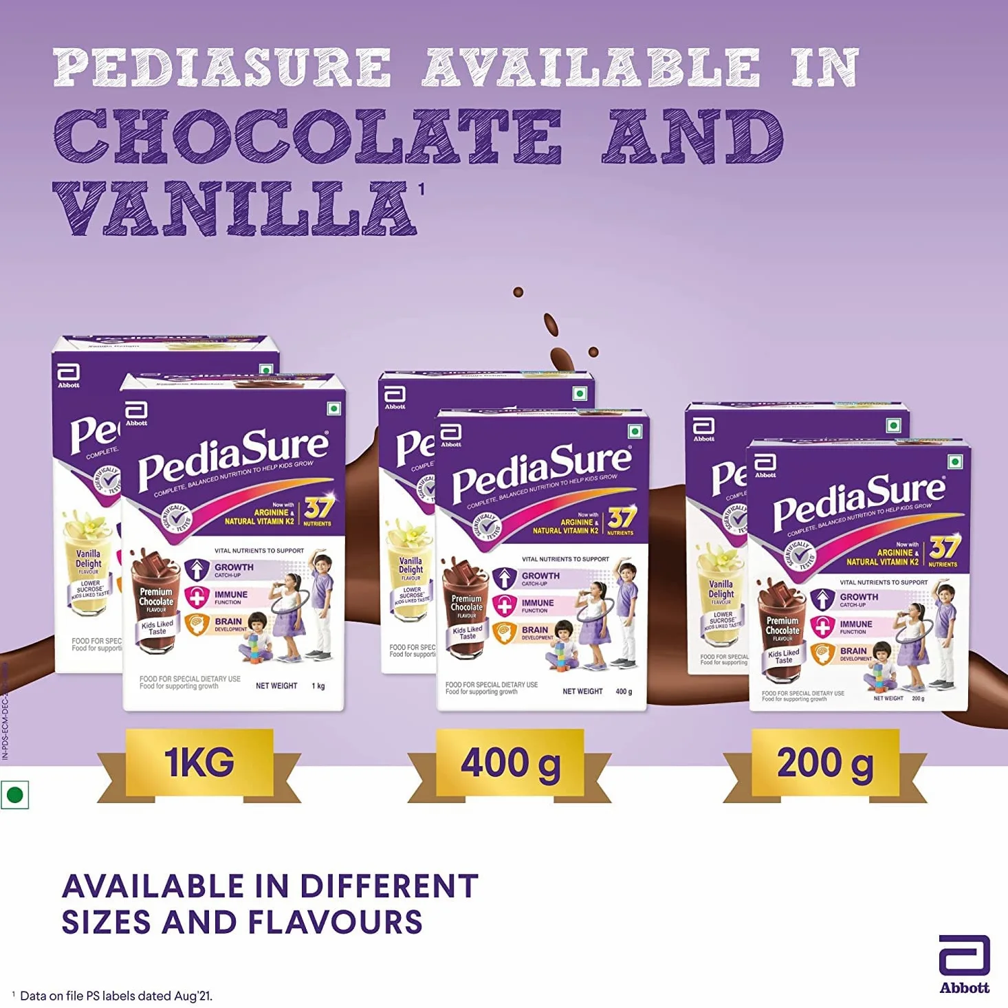 PediaSure Premium Chocolate 1Kg/35.2Oz - Plastic Jar - for Kids 2 years to 10 years by Abbott