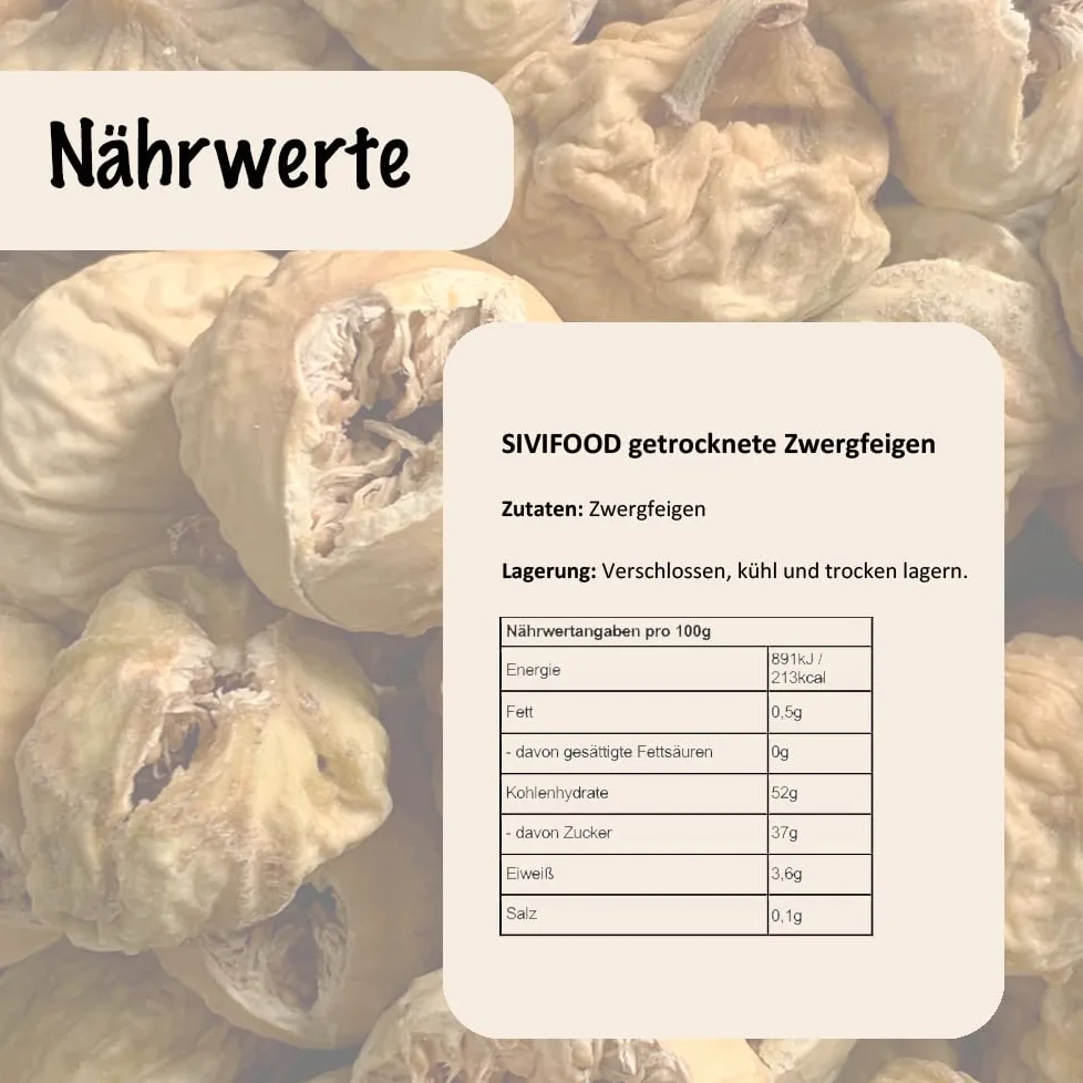 SIVIFOOD Fichi nani essiccati naturali 200g – Non trattati, senza zuccheri aggiunti né solfiti – Frutta secca premium 100% naturale – Morbidi, dolci e ricchi di gusto – frutta secca fichi secchi