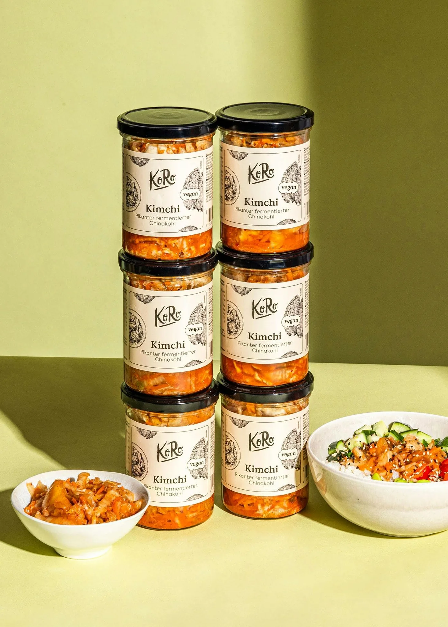 KoRo - Kimchi - RIcetta tradizionale coreana a base di cavolo fermentato - Con peperoncino, aglio e zenzero - Vegan