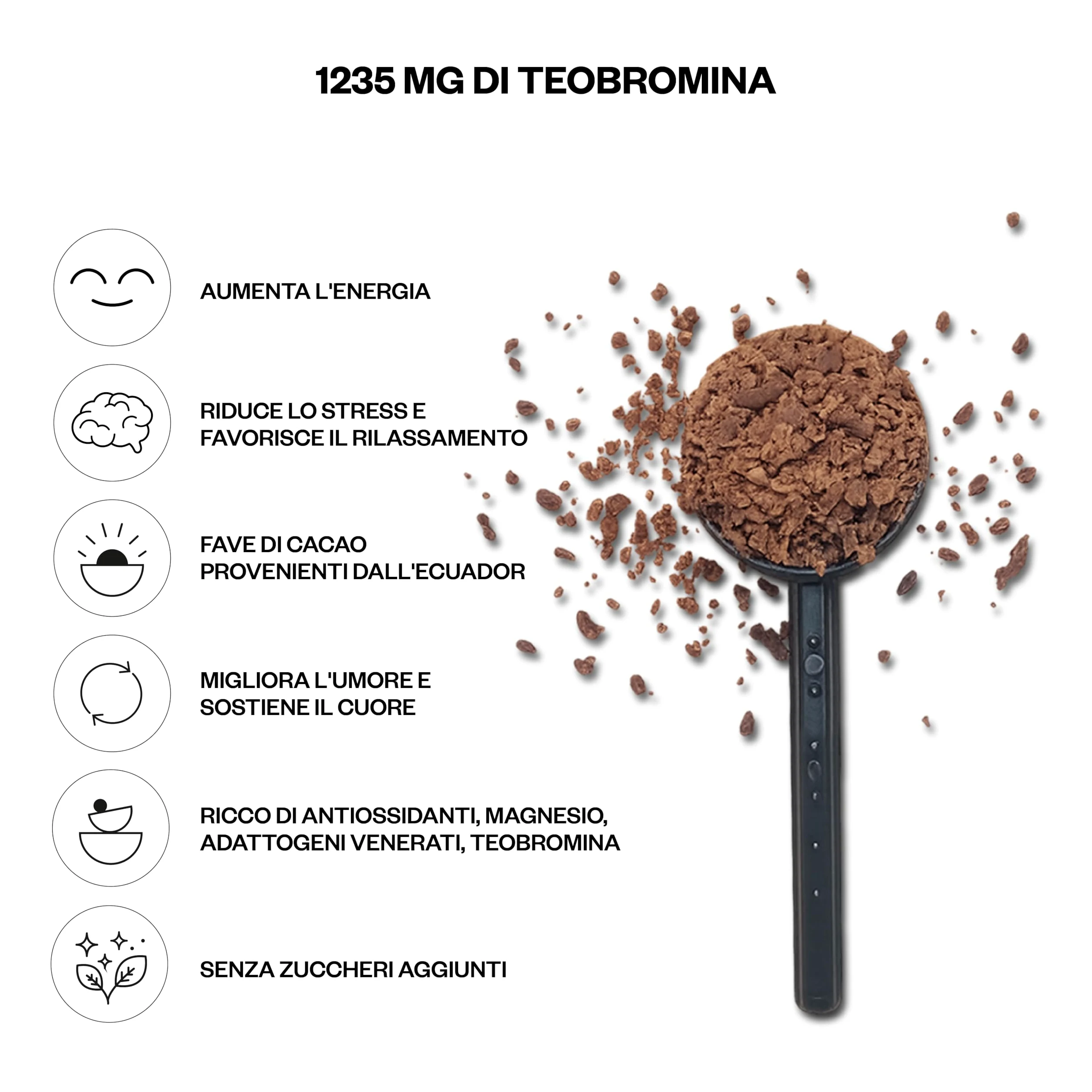Kaicao Cacao Cerimoniale Mindfulness con Reishi e Ashwagandha - Cacao Puro Macinato in Polvere, origine Ecuador – Senza Zucchero, Vegano, Senza Glutine, Dieta Keto - 201