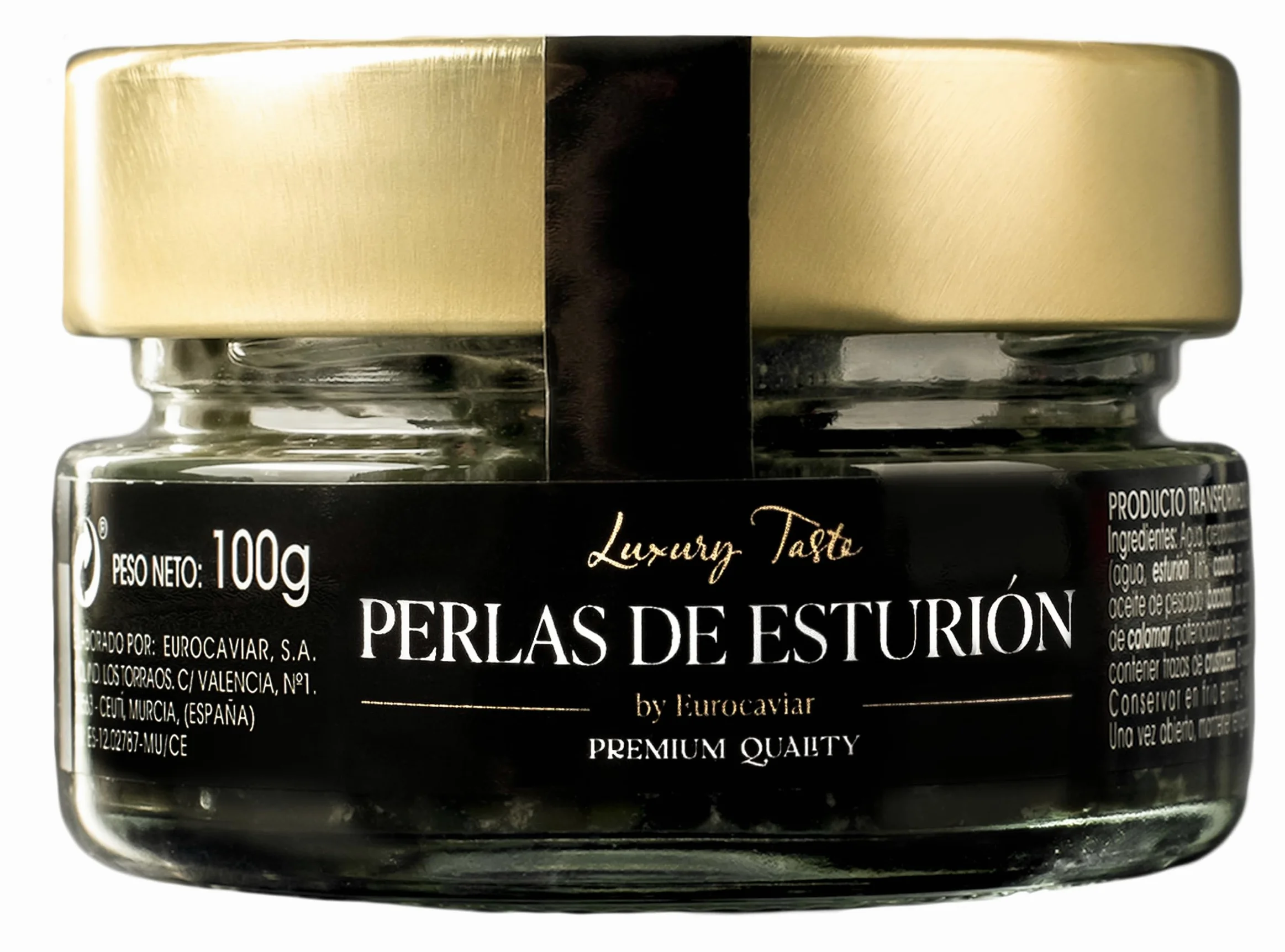 Eurocaviar Perle di Caviale Nero di Storione Bianco – Qualità Premium – Senza Glutine, Basso Contenuto Calorico, Ideale per Gourmet – Perfetto per Salse, Piatti Freddi e Caldi – Confezionato Sottovuot