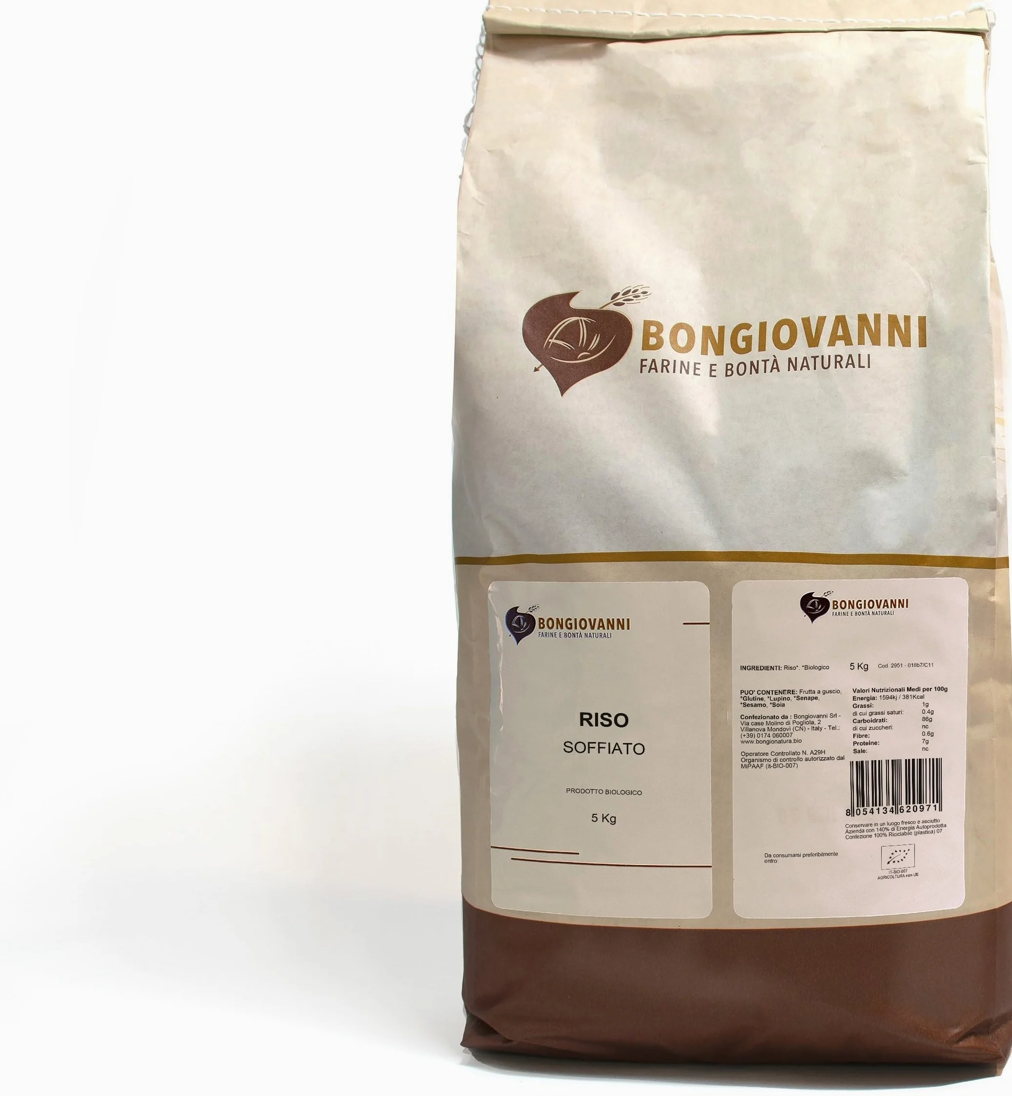 BONGIOVANNI FARINE E BONTA' NATURALI Riso Soffiato 5Kg BIO