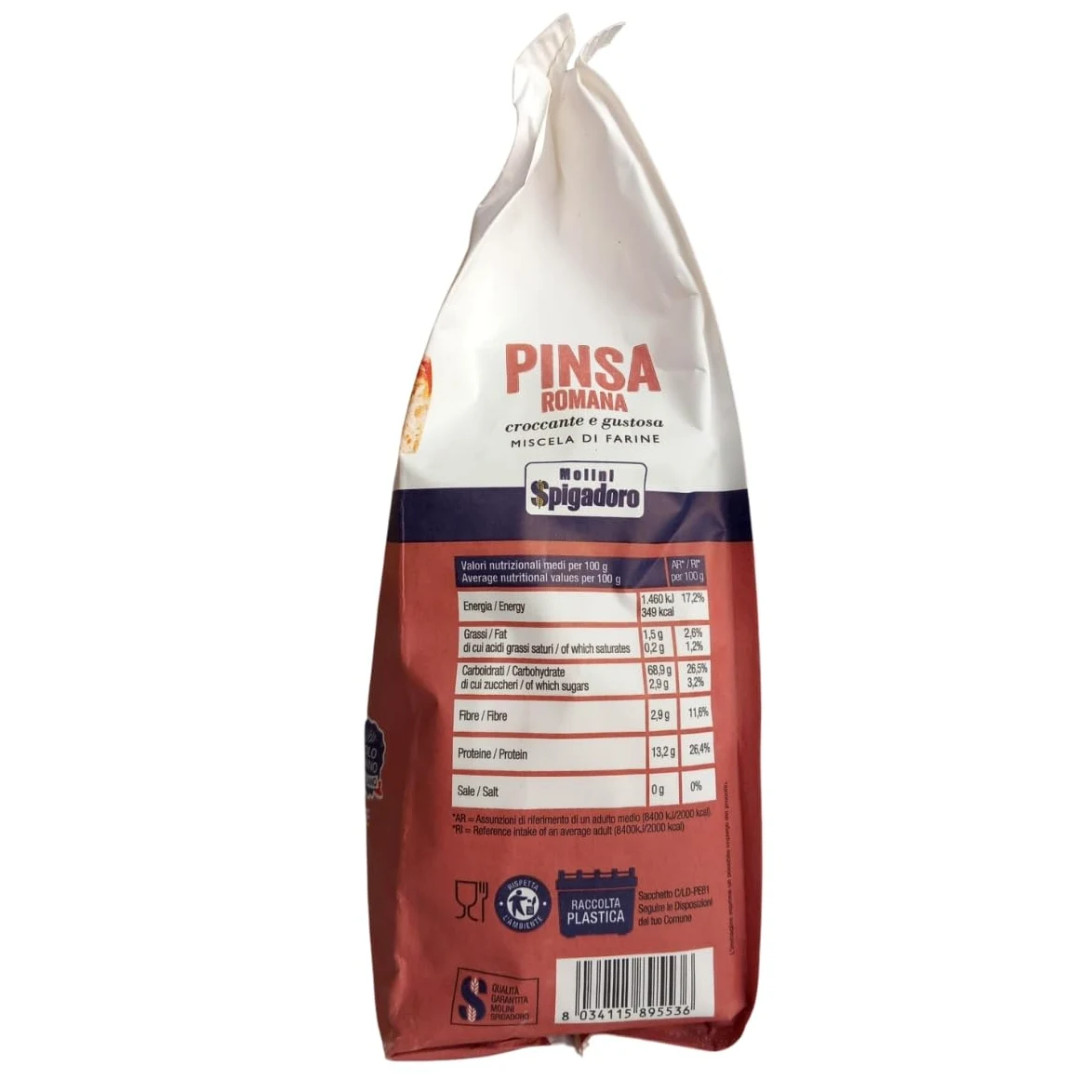 Molini Spigadoro Mix Pinsa Romana (10pezzi x 1kg) miscela con farina da grano 100% Italiano, Decorticato e farina di riso e soia, ottima per pizza e impasti ad alta idratazione