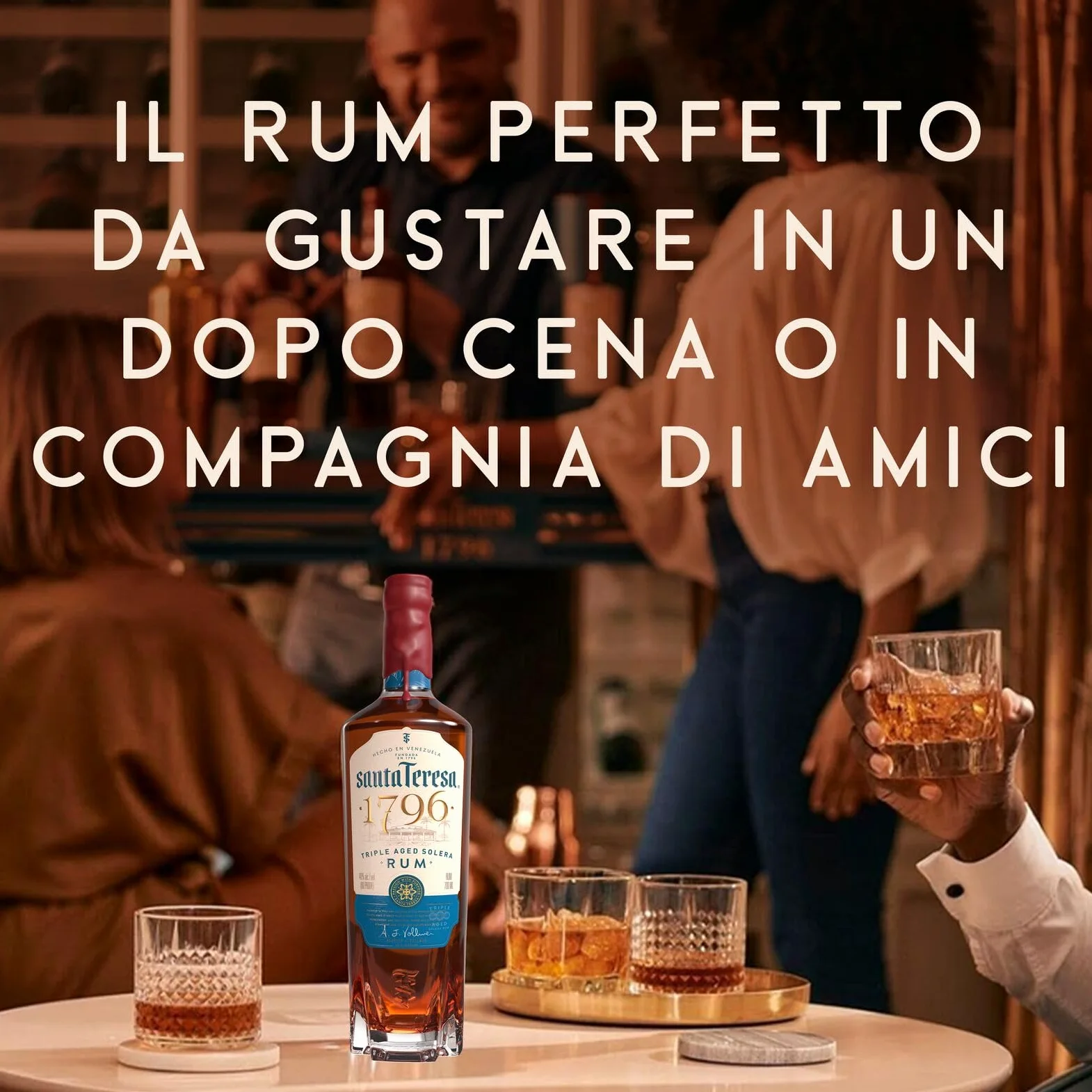 Rum Solera a triplo invecchiamento Santa Teresa 1796, Vol. 40%, 70 cl / 700 ml, Pregiato rum scuro Single Estate venezuelano affinato in botti di rovere