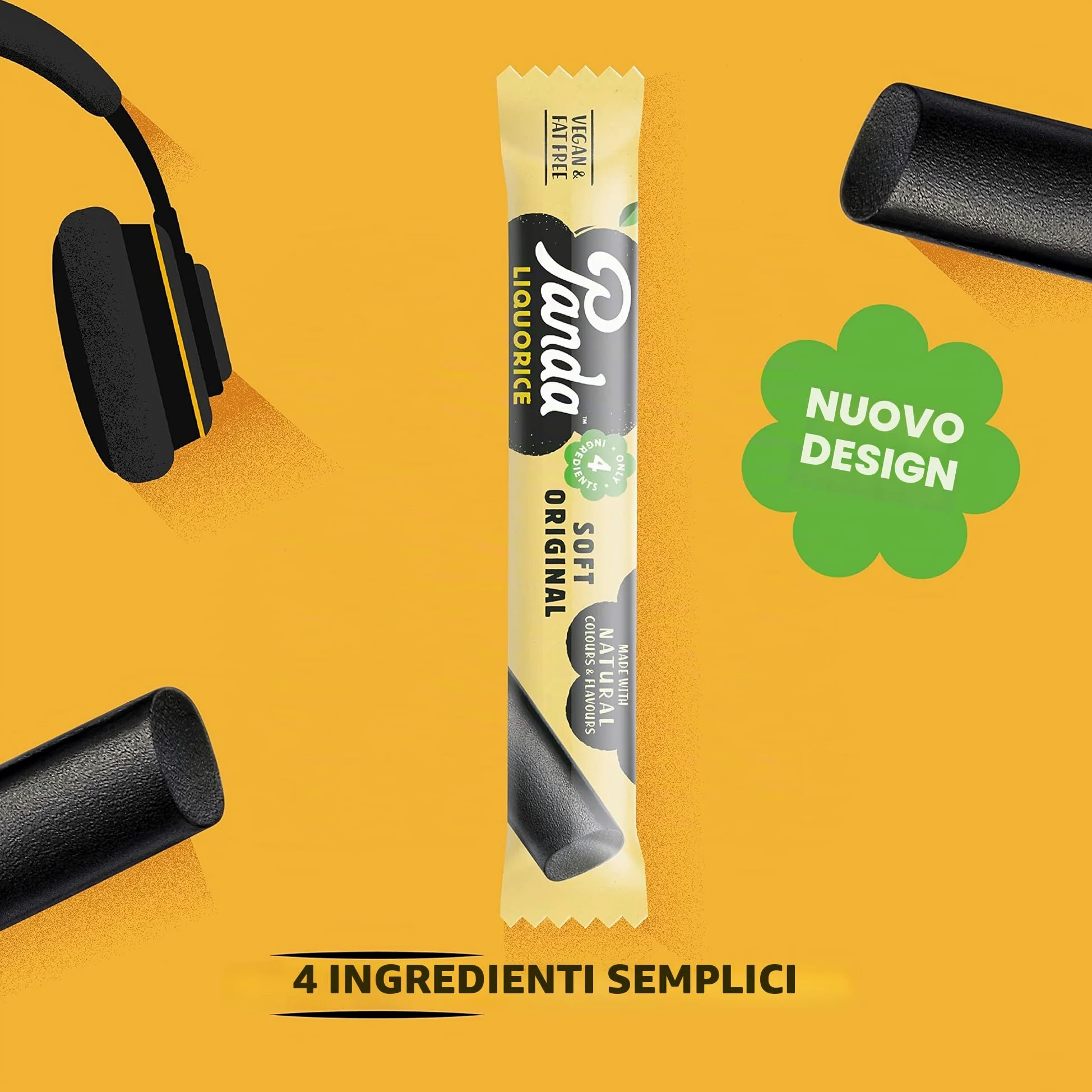 Panda ® | Barrette naturali morbide originali alla liquirizia | Pure Panda Liquirizia Dolce realizzato con soli quattro ingredienti naturali | Vegano, senza grassi e senza artificiali | Confezione da