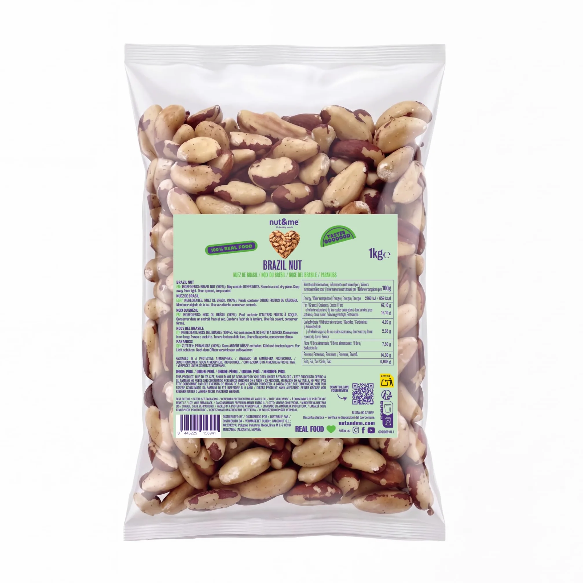 nut&me Noci del Brasile Premium1 kg | 100% naturale e Ricco di fibre e minerali | Senza glutine nè conservanti | snack sano e vegano
