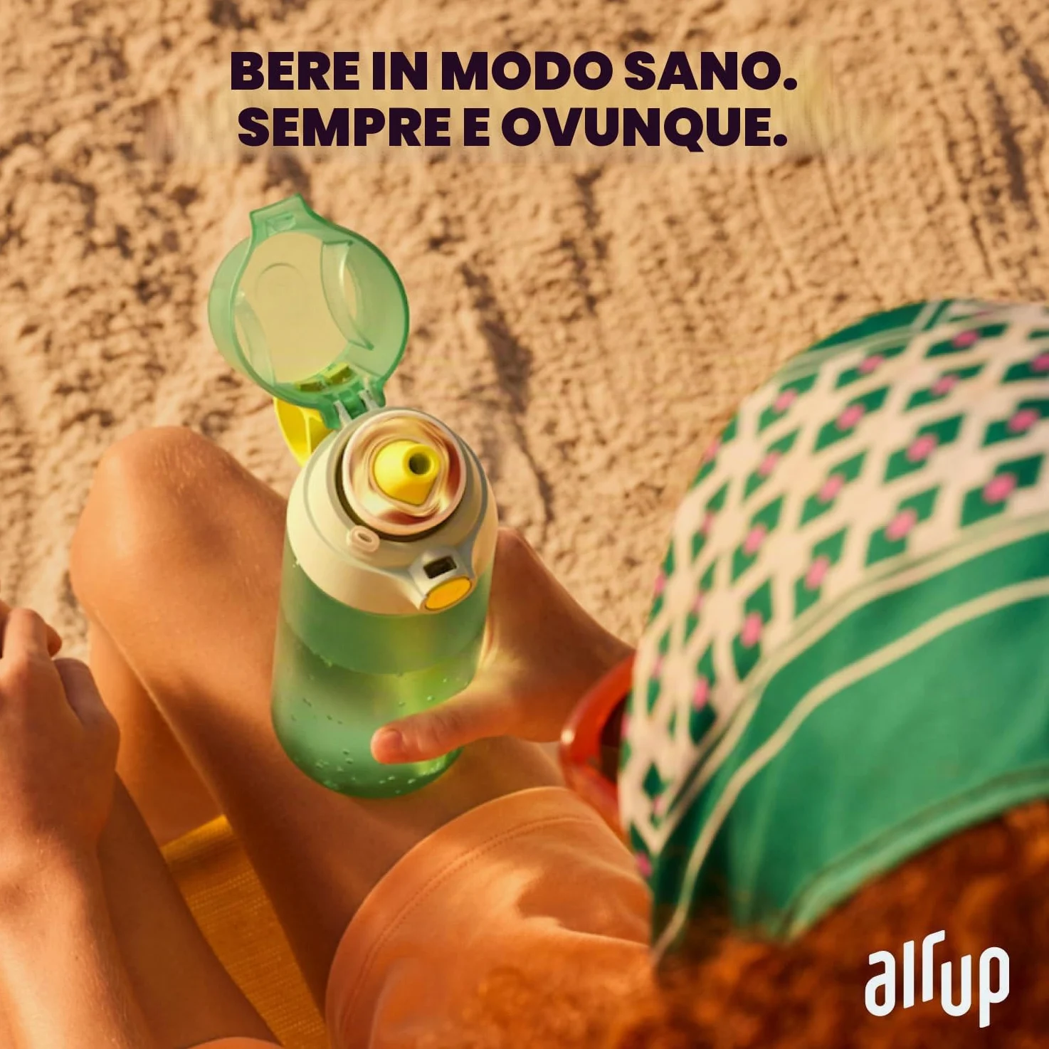AIR UP Borraccia Click Turtle Green originale con cialde in 5 gusti, borraccia da 600 ml con aroma senza zucchero, lavabile in lavastoviglie, senza BPA