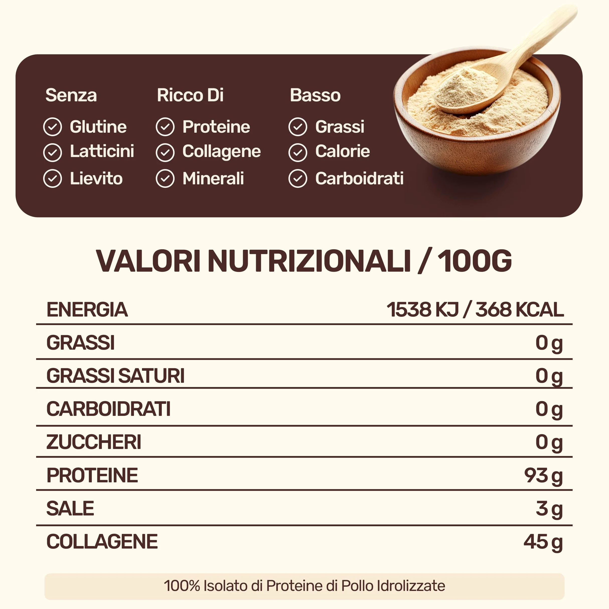 EASY YUMMY - Brodo di Pollo in Polvere (300 g), 100% Brodo di Pollo senza Additivi