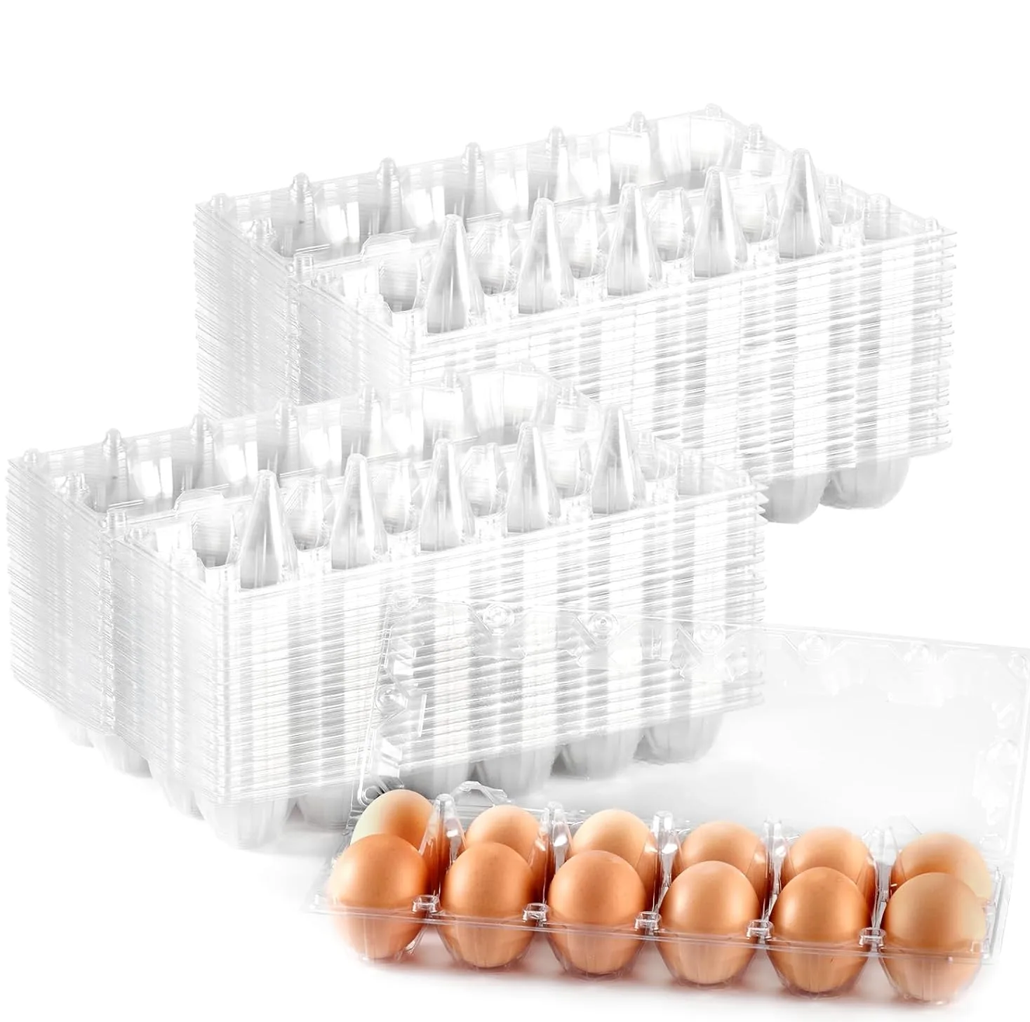Cartoni per uova 120PCS Bulk economico con etichette adesive, cartone di plastica dell'uovo 2x6