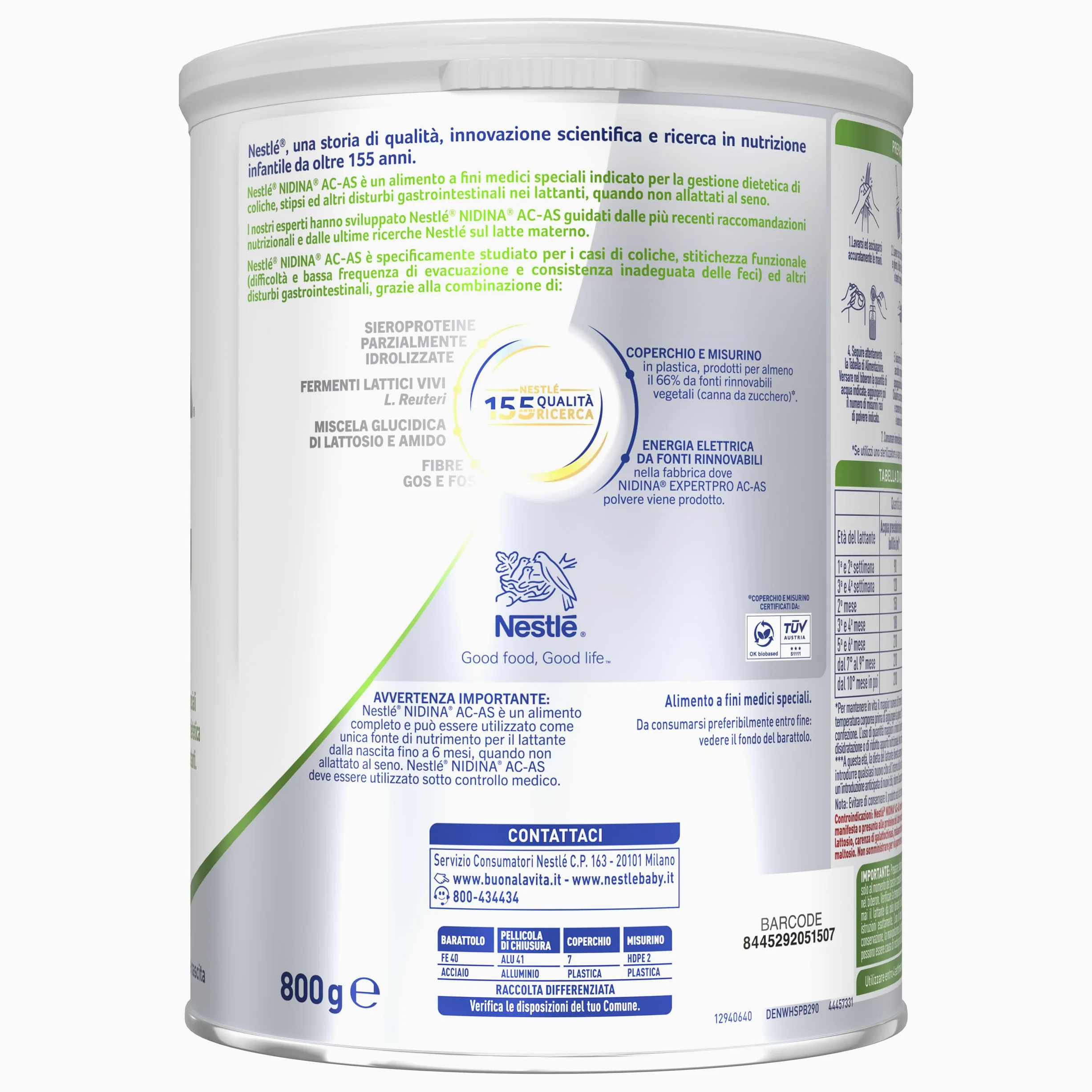 NIDINA EXPERT PRO AC-AS Alimento a fini medici speciali in polvere, Latta 800g