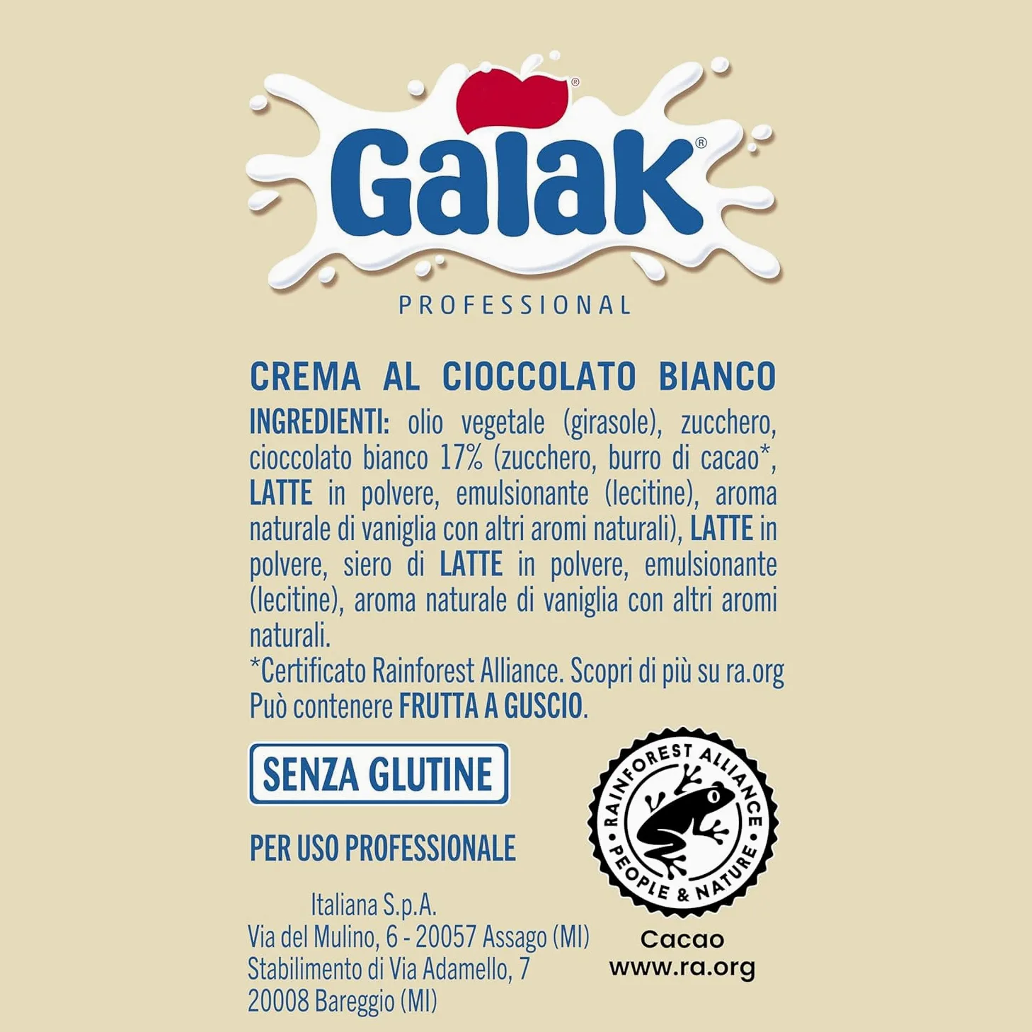 Galak Professional Crema Spalmabile con Cioccolato Bianco 1,2 kg – Crema Dolce per Farcitura, Decorazione, Gelateria, Pasticceria e Bar – Formato Professionale