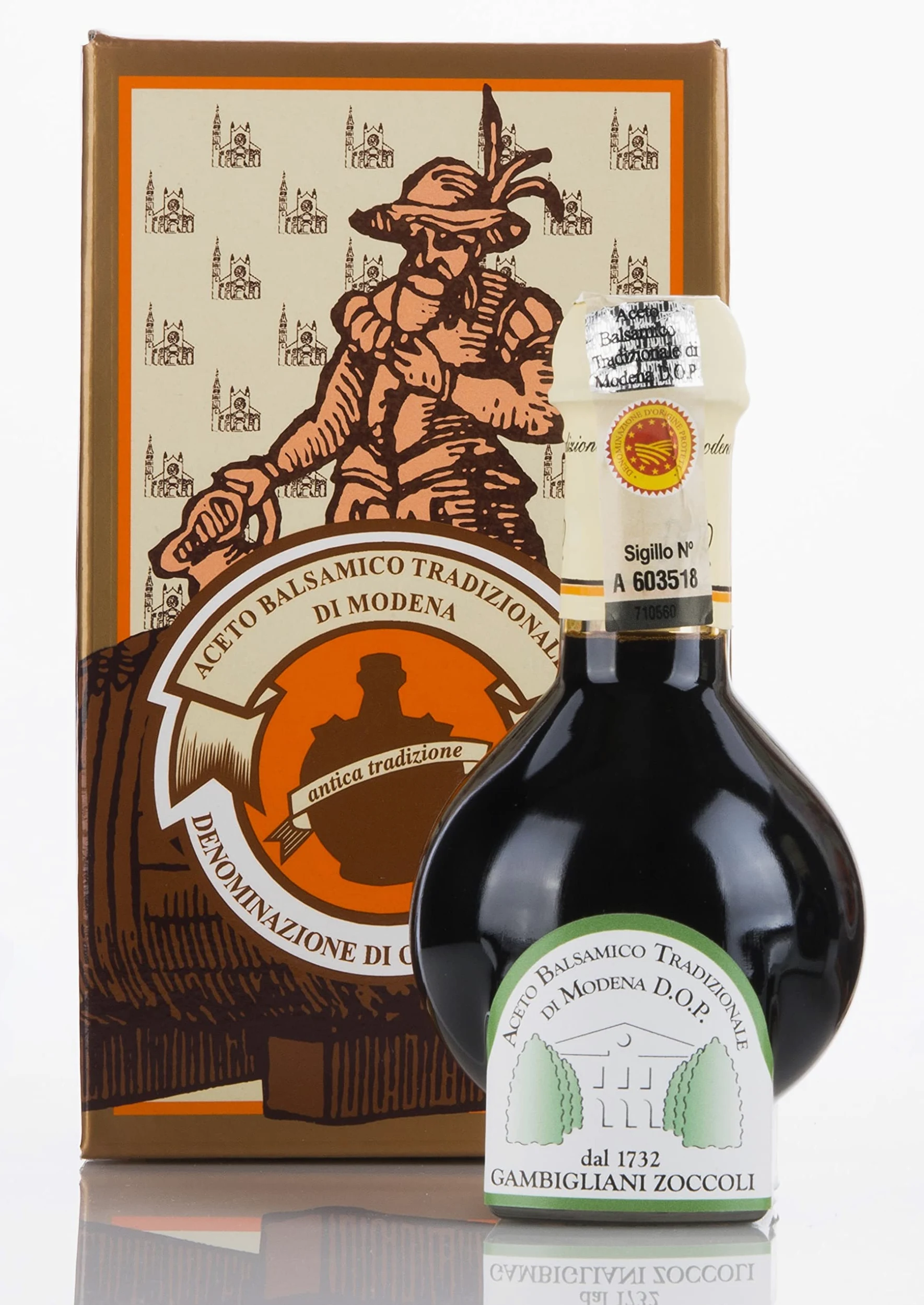 GAMBIGLIANI ZOCCOLI – ACETO BALSAMICO TRADIZIONALE DI MODENA CERTIFICATO D.O.P. MINIMO 12 ANNI D'INVECCHIAMENTO. Confezionato nel cofanetto ufficiale del consorzio produttori Antiche Acetaie