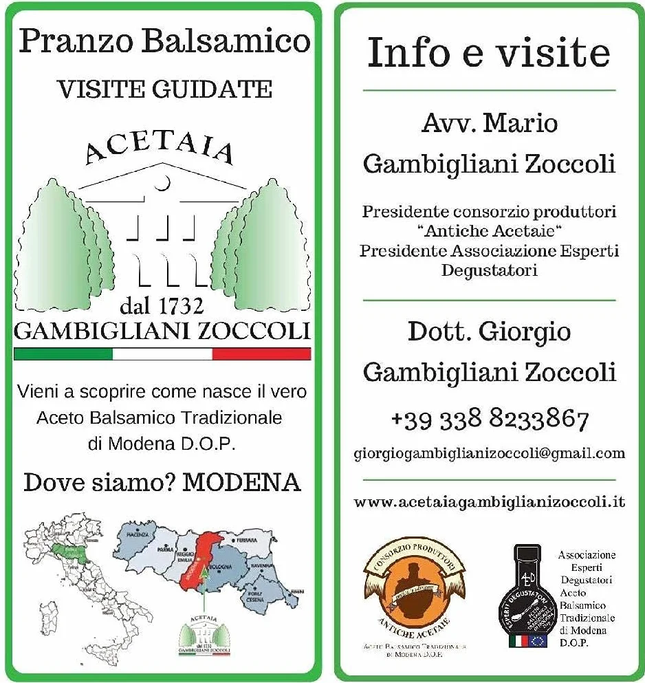 GAMBIGLIANI ZOCCOLI – ACETO BALSAMICO TRADIZIONALE DI MODENA CERTIFICATO D.O.P. OLTRE 25 ANNI D'INVECCHIAMENTO. Confezionato nel cofanetto ufficiale del consorzio produttori Antiche Acetaie