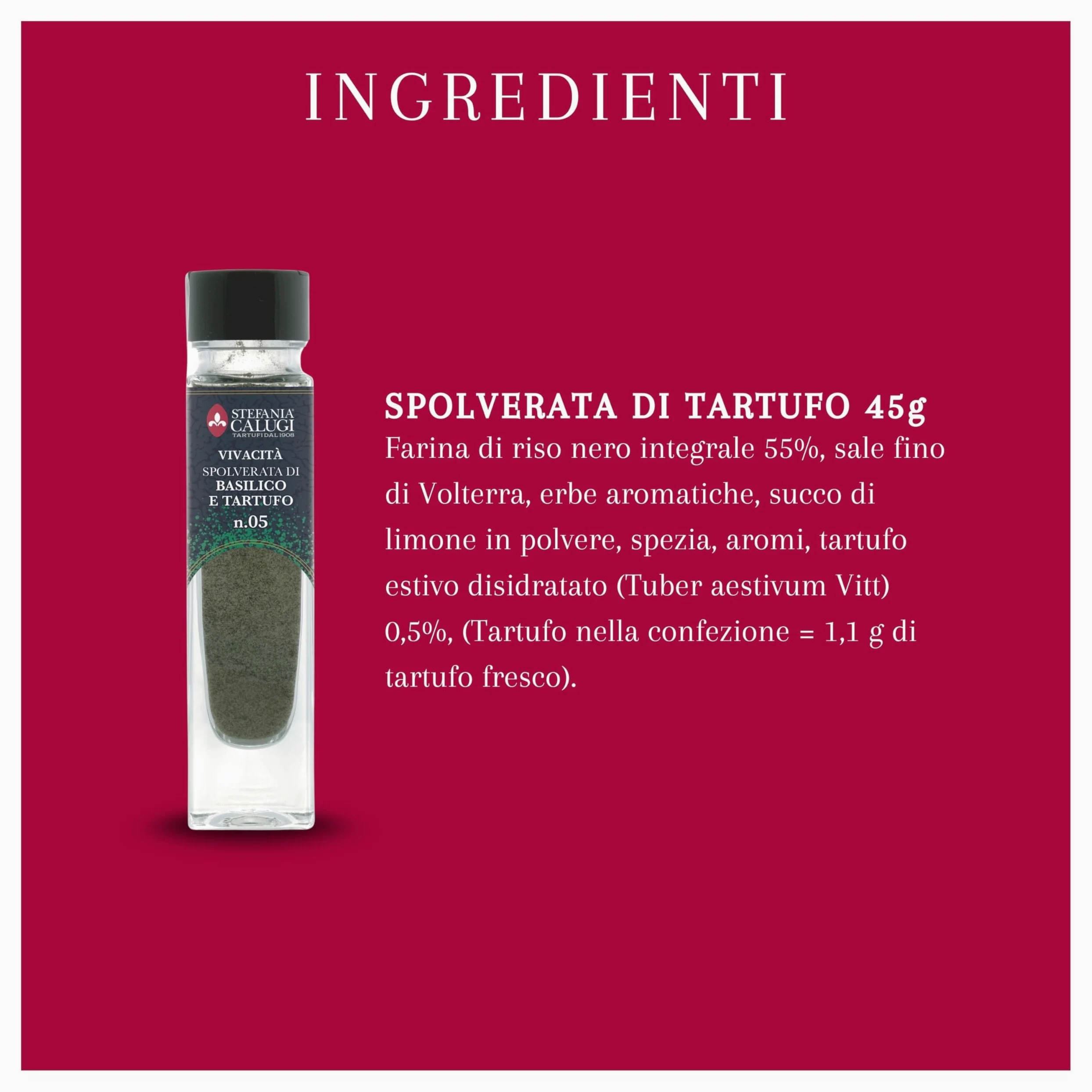 Stefania Calugi - Spolverata di Tartufo – Condimento in Polvere con Tartufo Estivo Italiano – Insaporitore per Pasta, Carne, Uova e Formaggi – Gluten Free, Vegan – Tartufai dal 1908